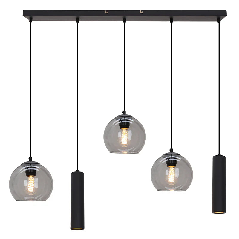 Luca - Hanglamp - Zwart / Grijs - 5L