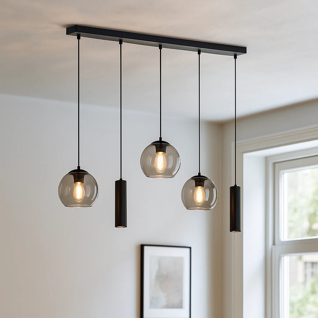 Luca - Hanglamp - Zwart / Grijs - 5L
