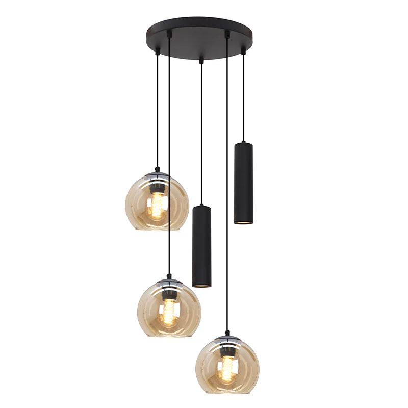 Luca - Hanglamp - Zwart / Grijs - 5L