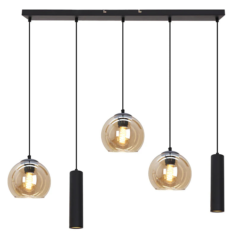 Luca - Hanglamp - Zwart / Grijs - 5L