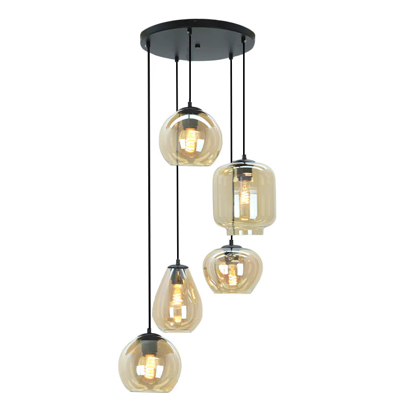 Lora - Hanglamp - Amber / Zwart - 5L