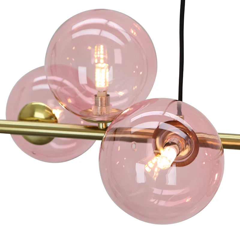 Roma - Hanglamp - Roze / Messing - 7L