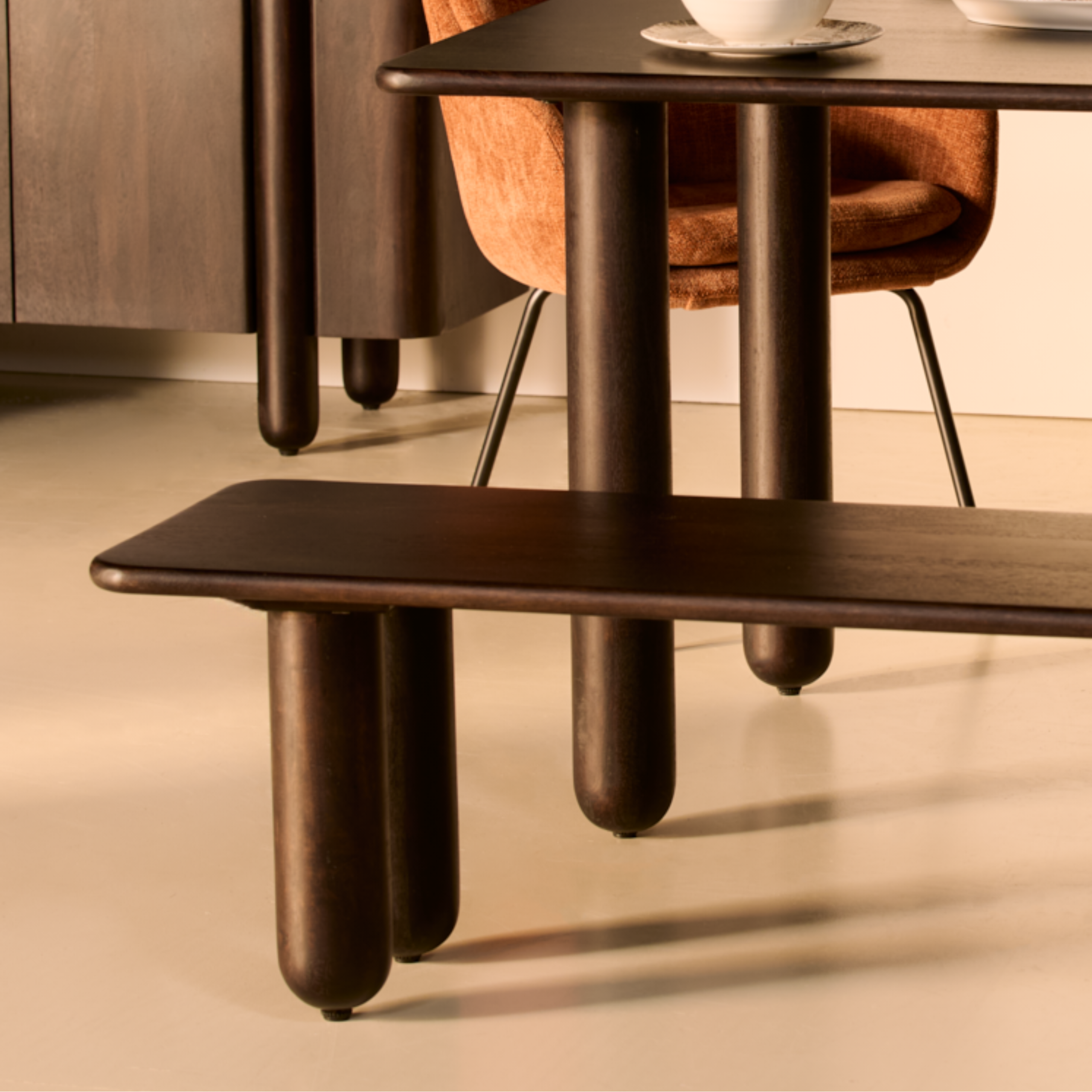 Eetbank Rondo – 200cm Donkerbruin