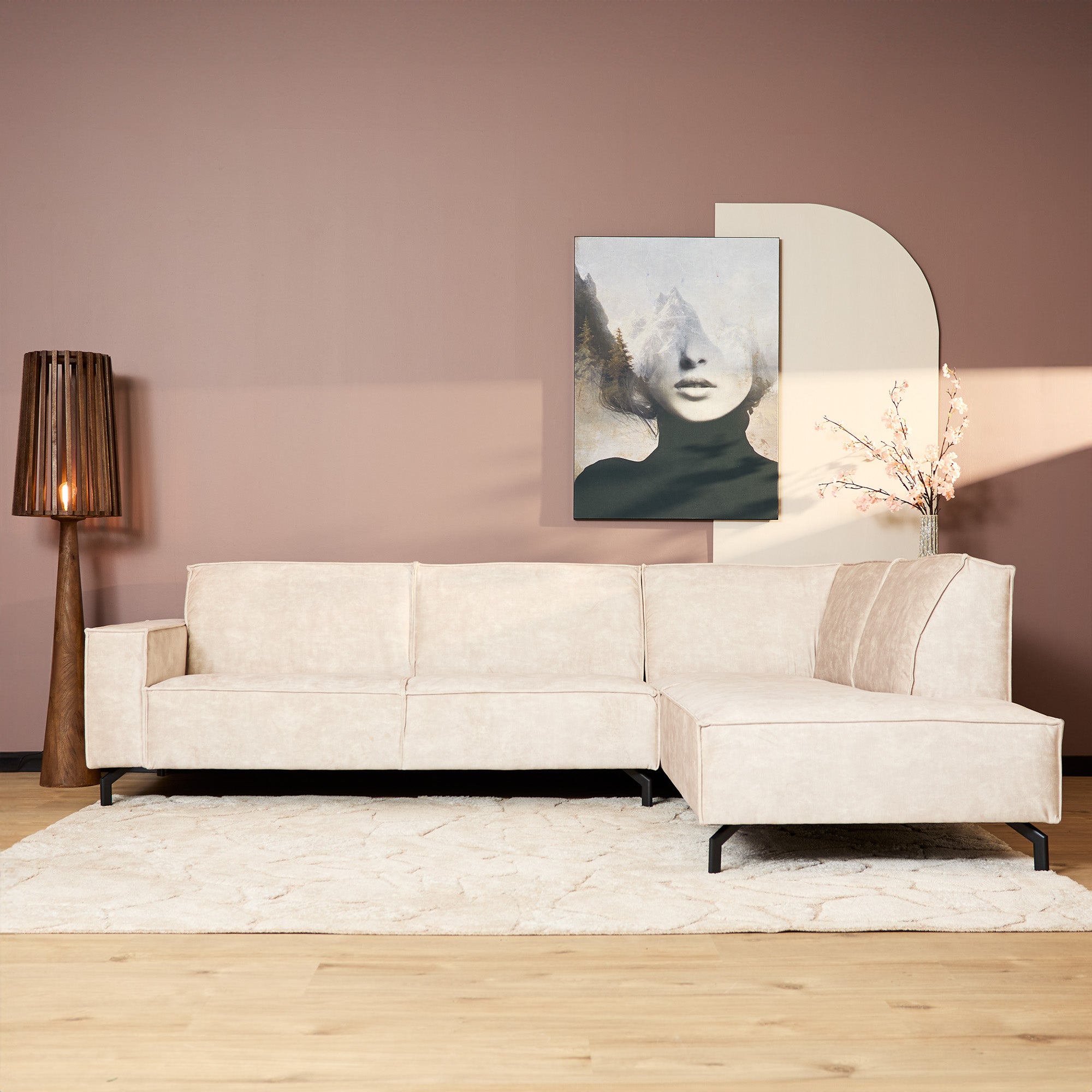 MySofa Floris| 2,5-zits + Divan Rechts | Velvet Beige