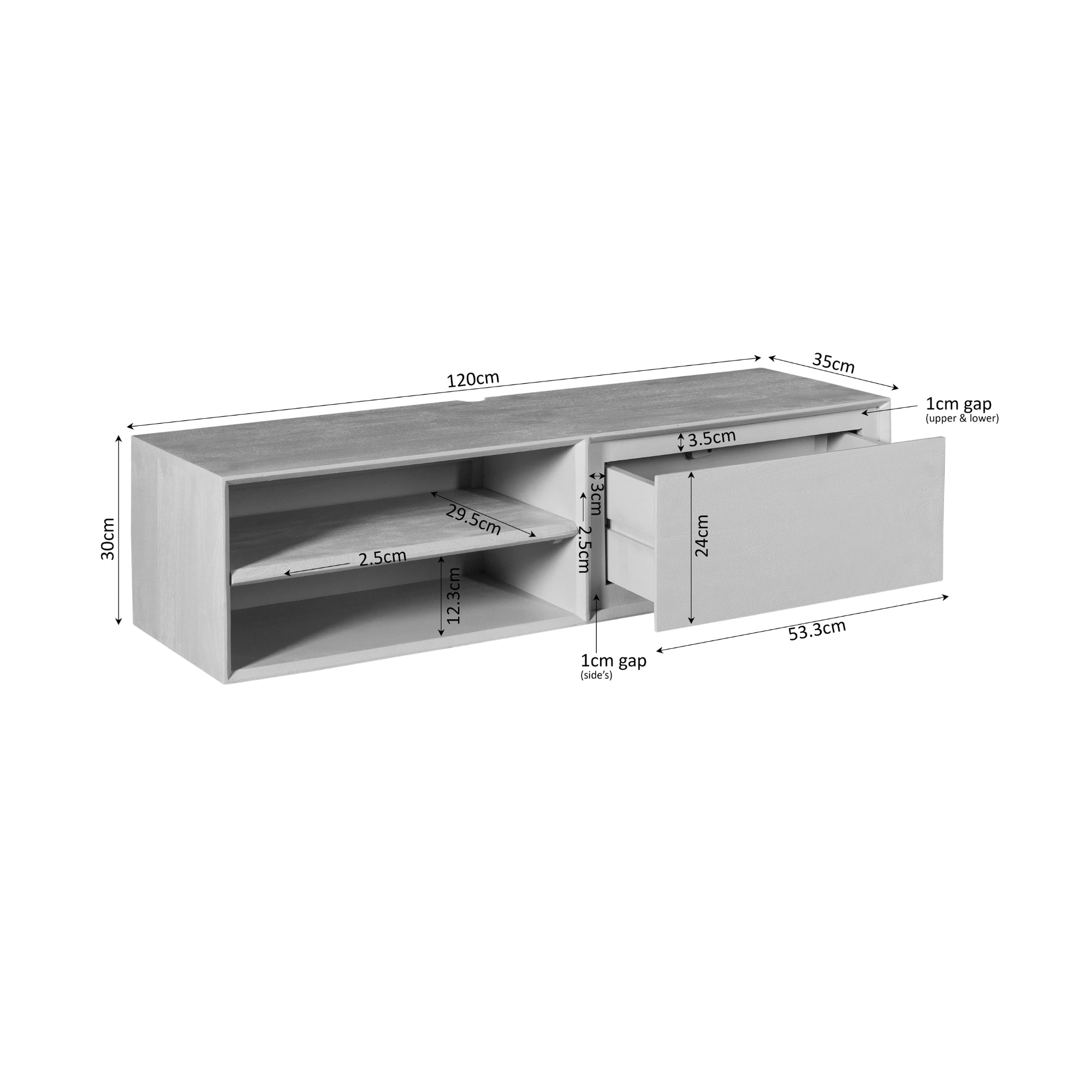 Zwevend tv meubel Ambiance Bruin | 120 cm