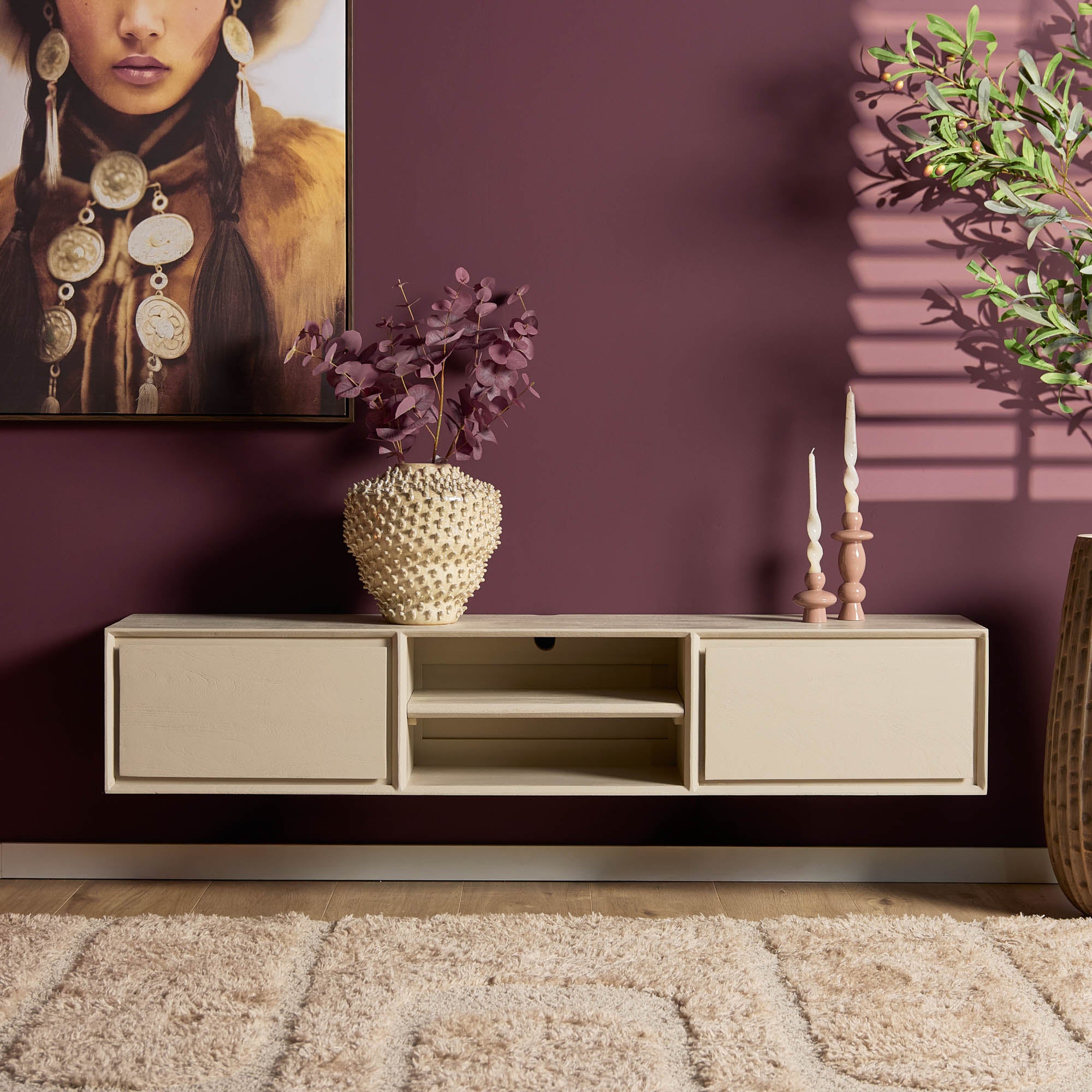 Zwevend tv meubel Ambiance Zand | 120 cm
