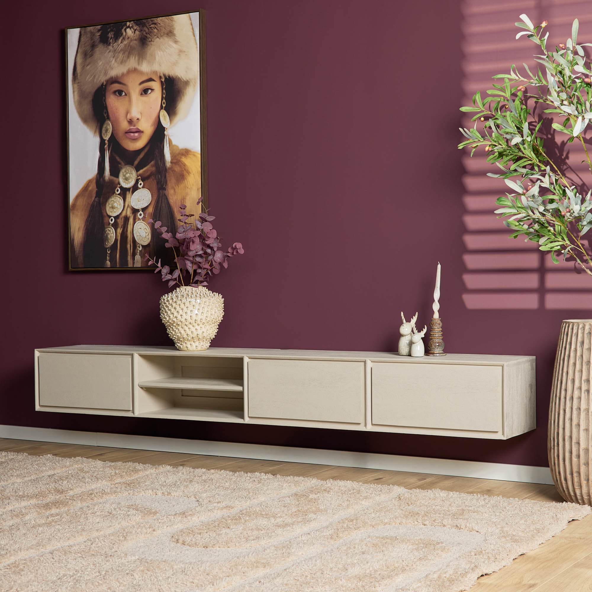 Zwevend tv-meubel Ambiance Zand | 240 cm