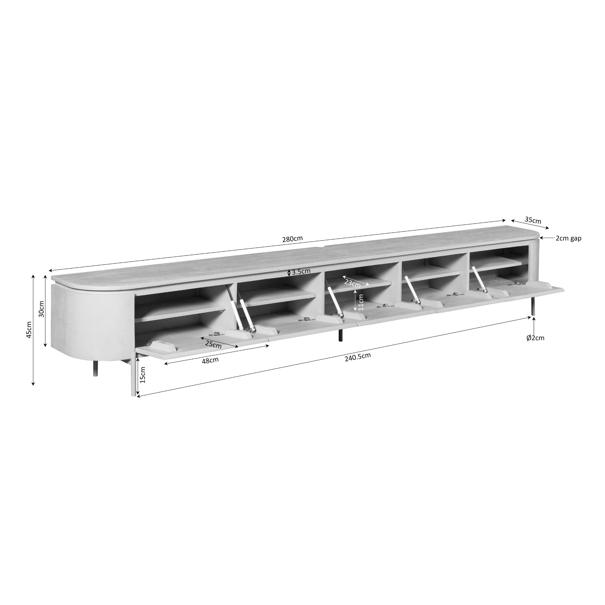 Tv-meubel Excellent Zand | 280 cm