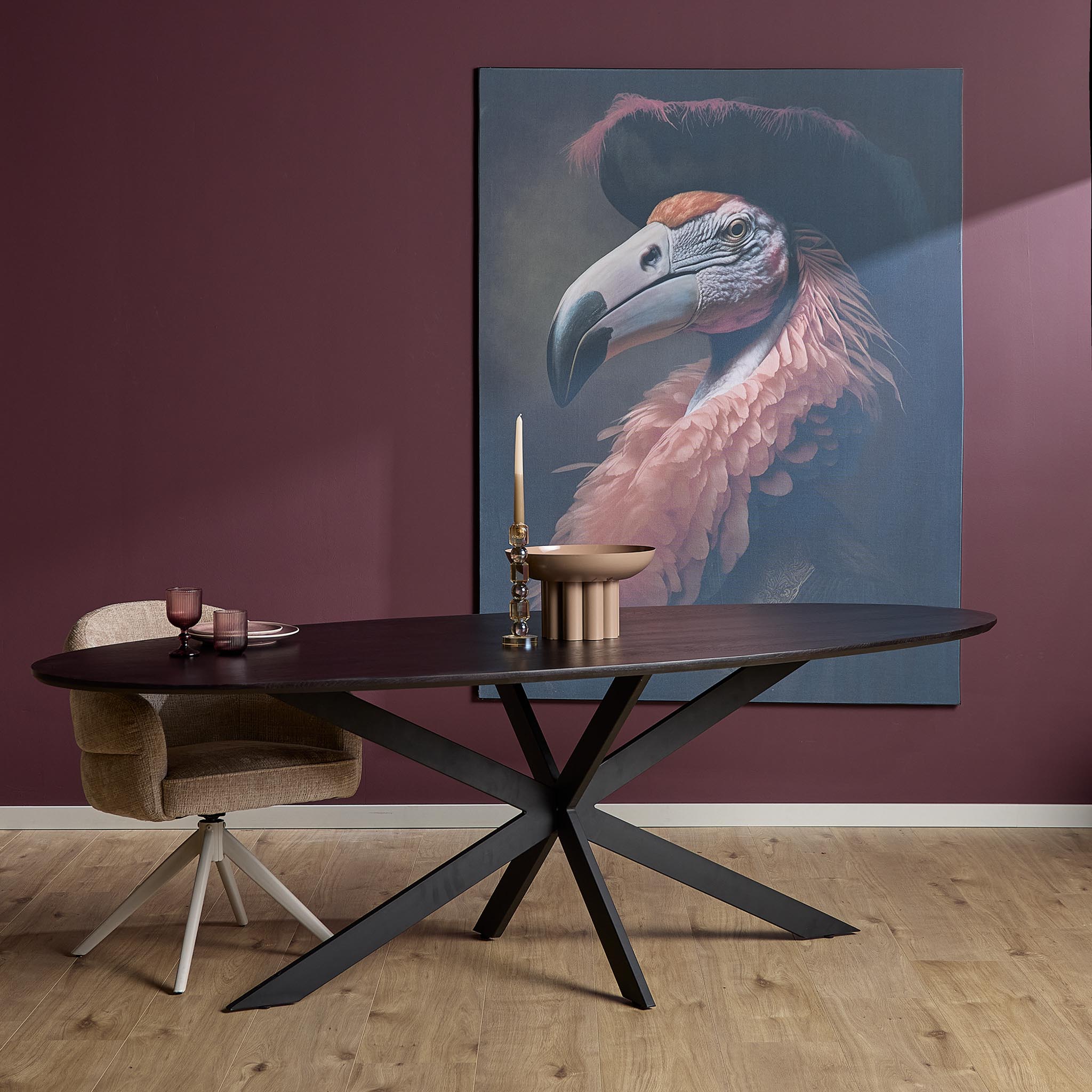Eiken eettafel Ferris | Ovaal 210 cm | Zwart