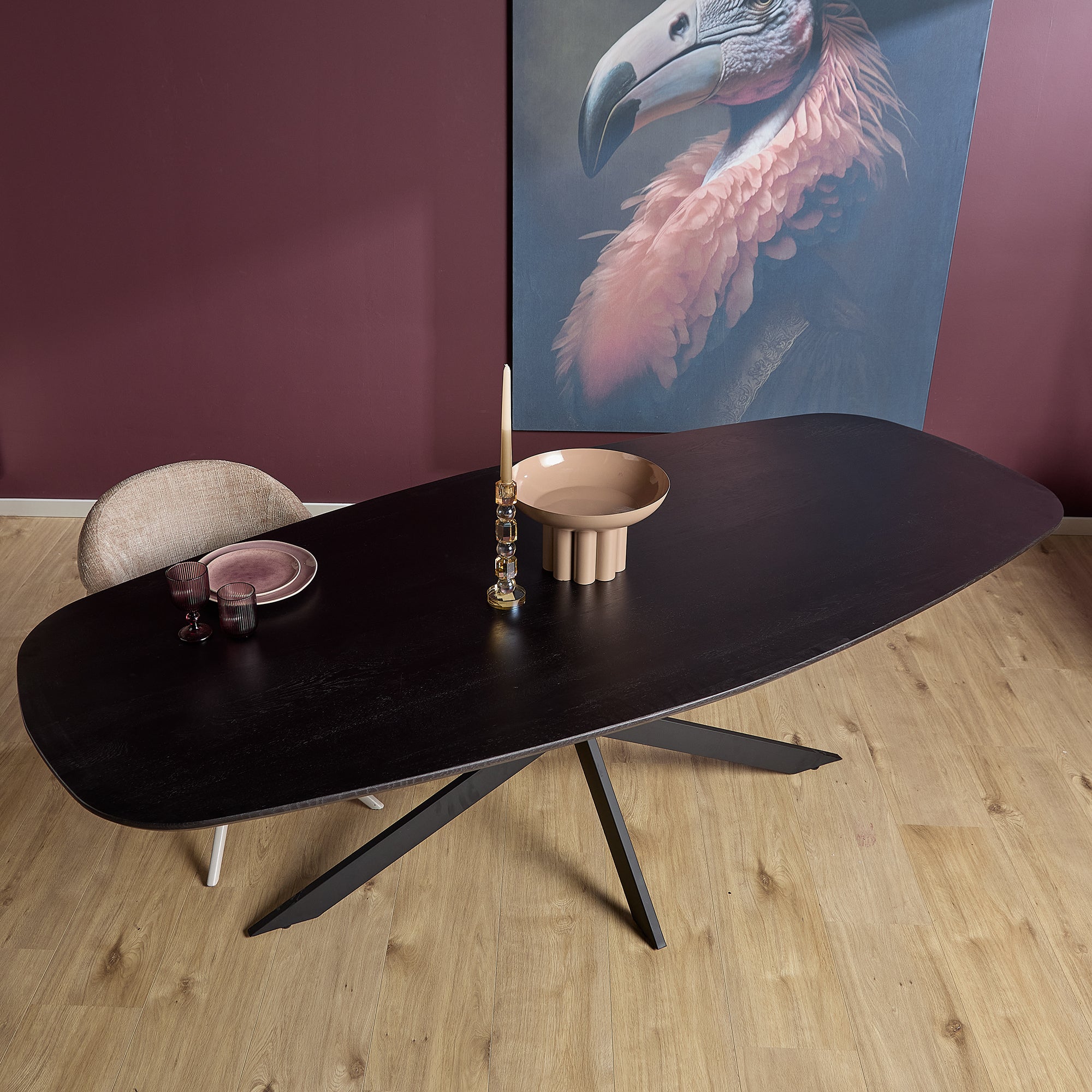 Eiken eettafel Ferris | Deens Ovaal 240 cm | Zwart