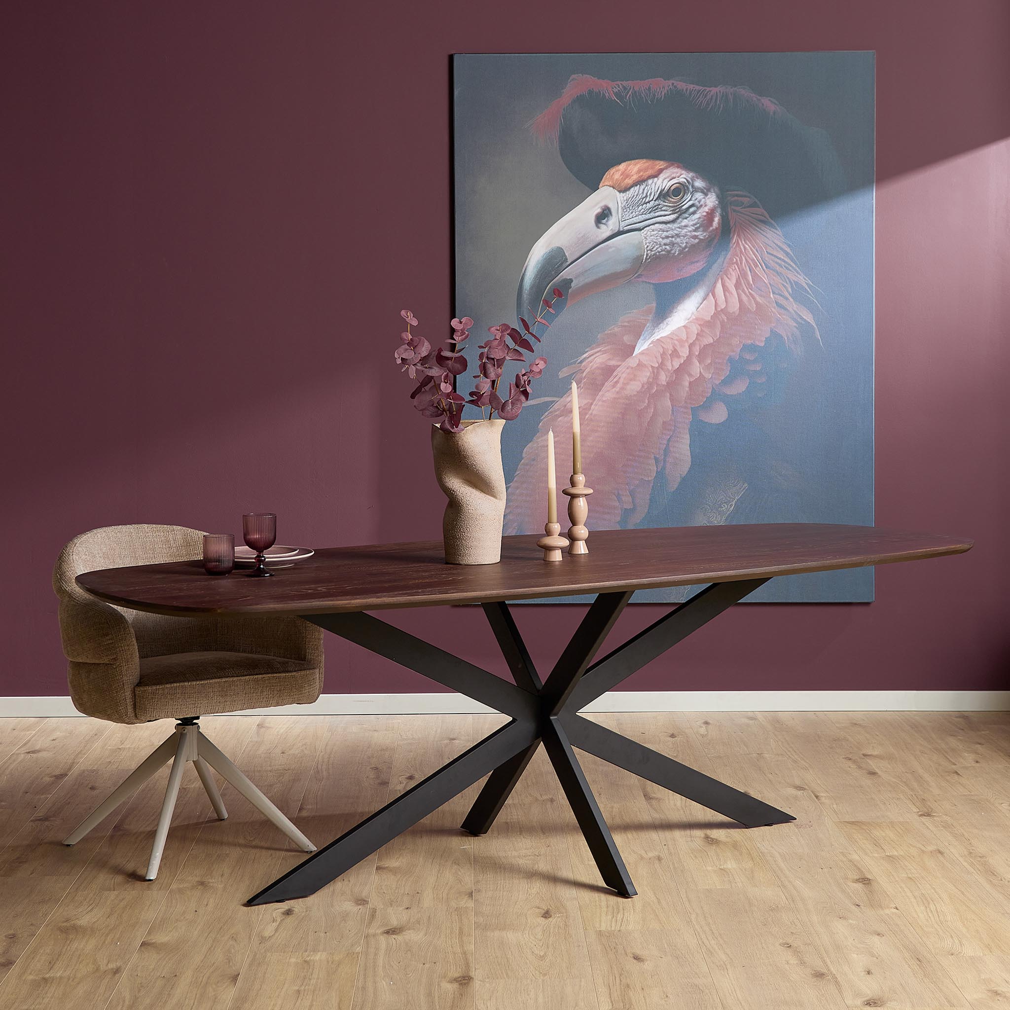 Eiken eettafel Ferris | Deens Ovaal 200 cm | Bruin
