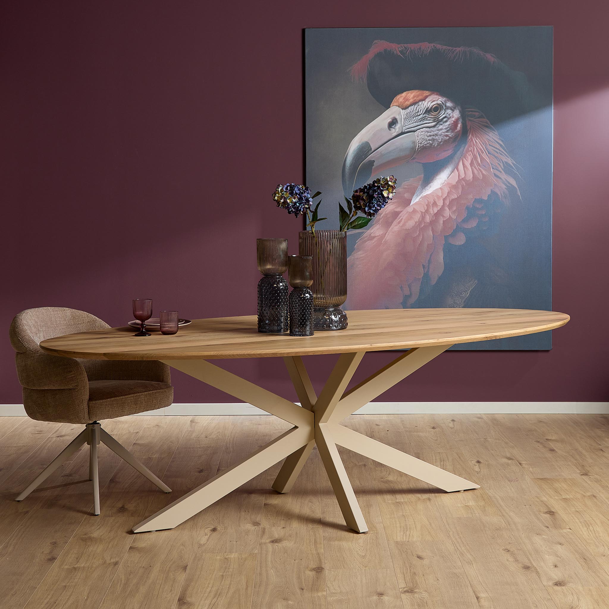 Eiken eettafel Ferris | Ovaal 280 cm | Naturel | Poot Sand