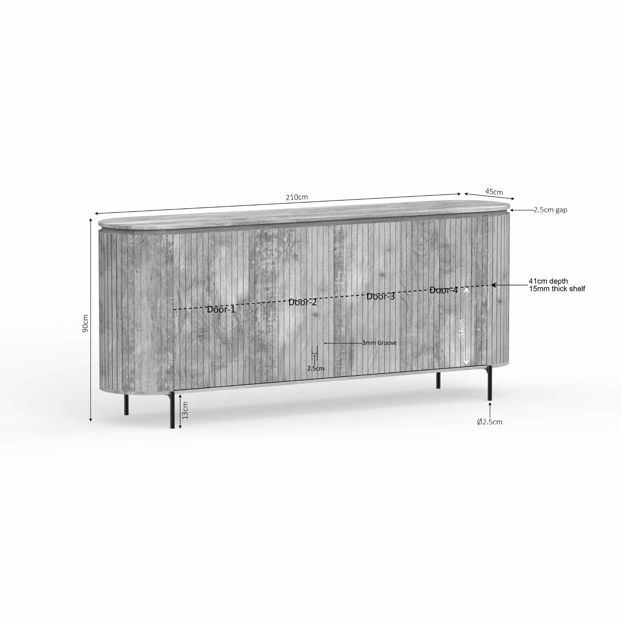 Dressoir Solana | 210 cm | Taupe
