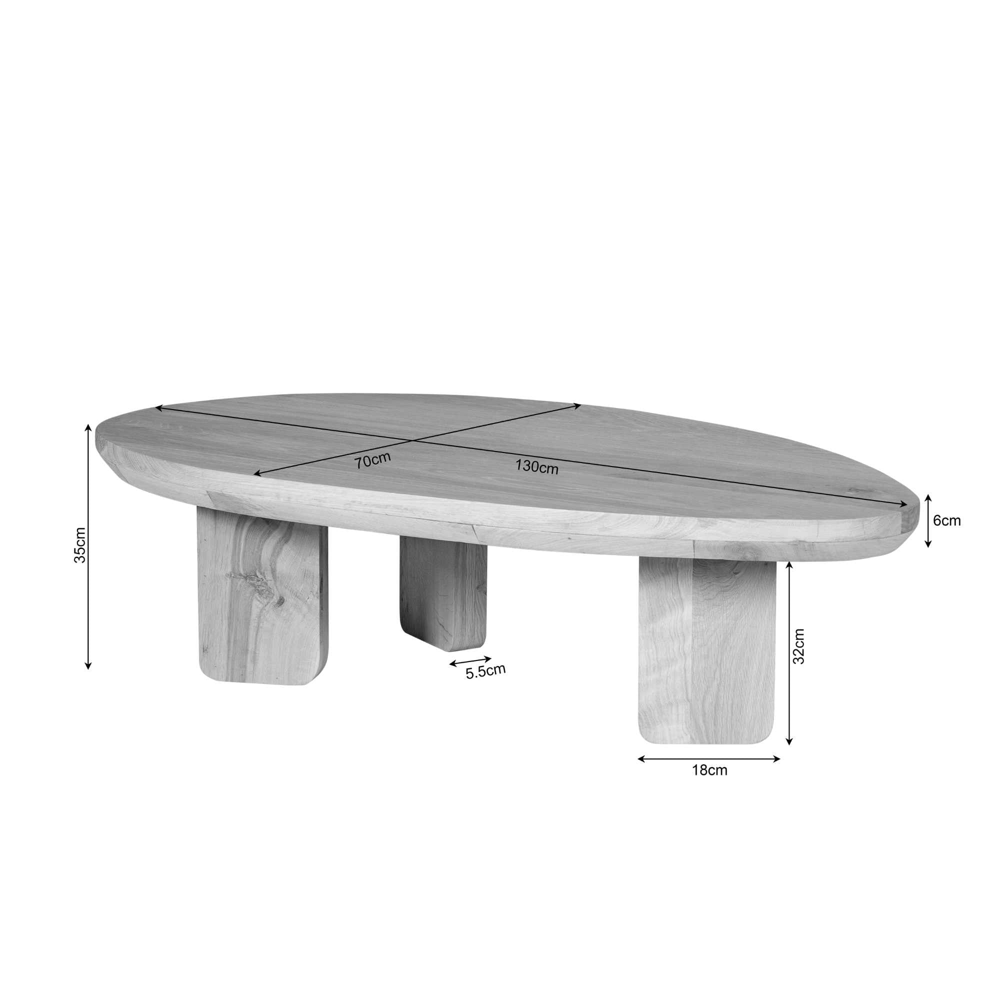 Salontafel Zillah | 130 cm | Naturel Eiken