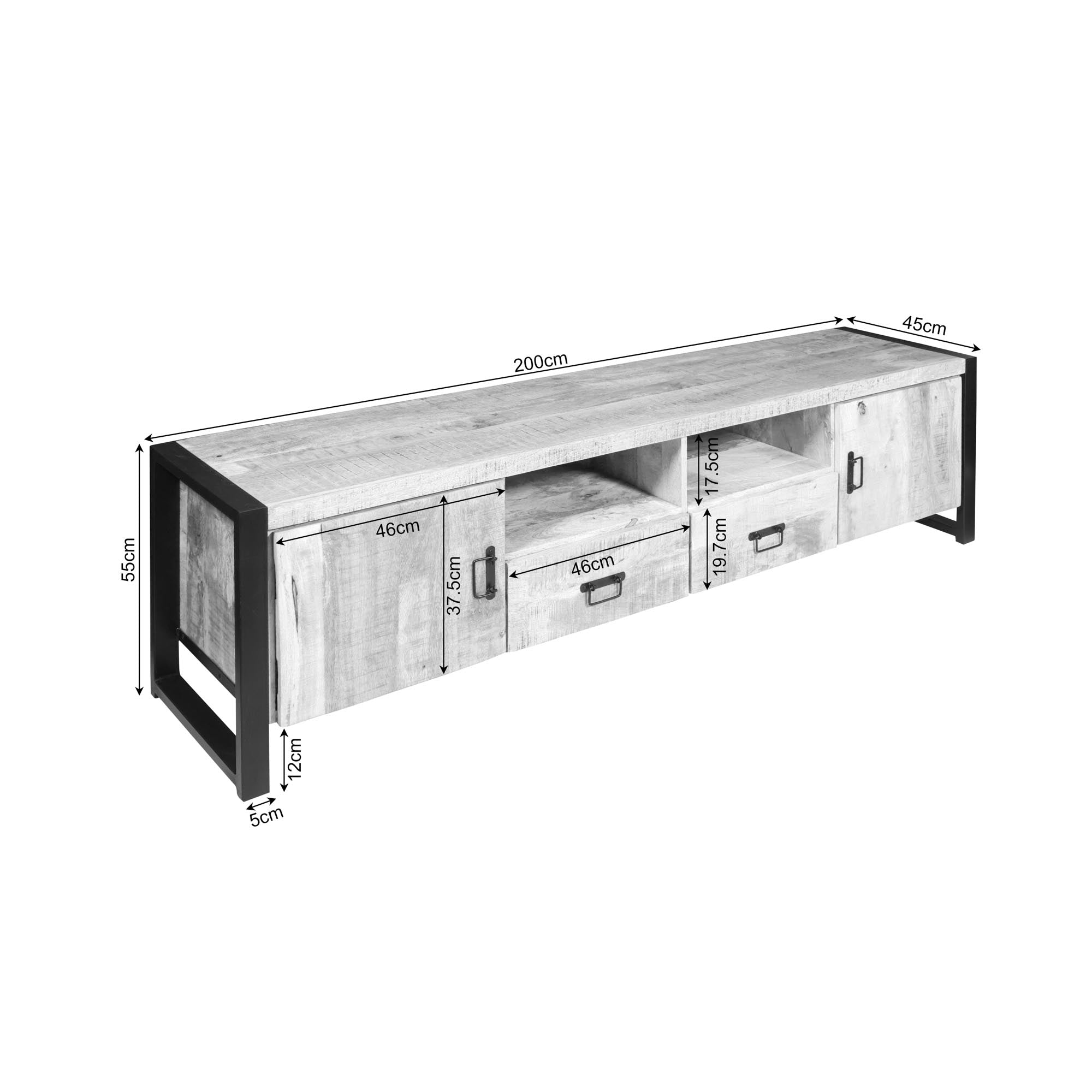 Tv meubel Britt | 200 cm | met deuren en lades