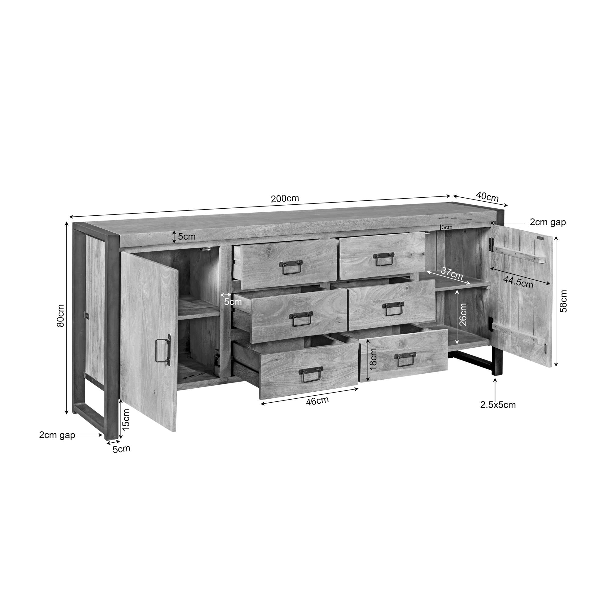 Dressoir Britt | 200 cm