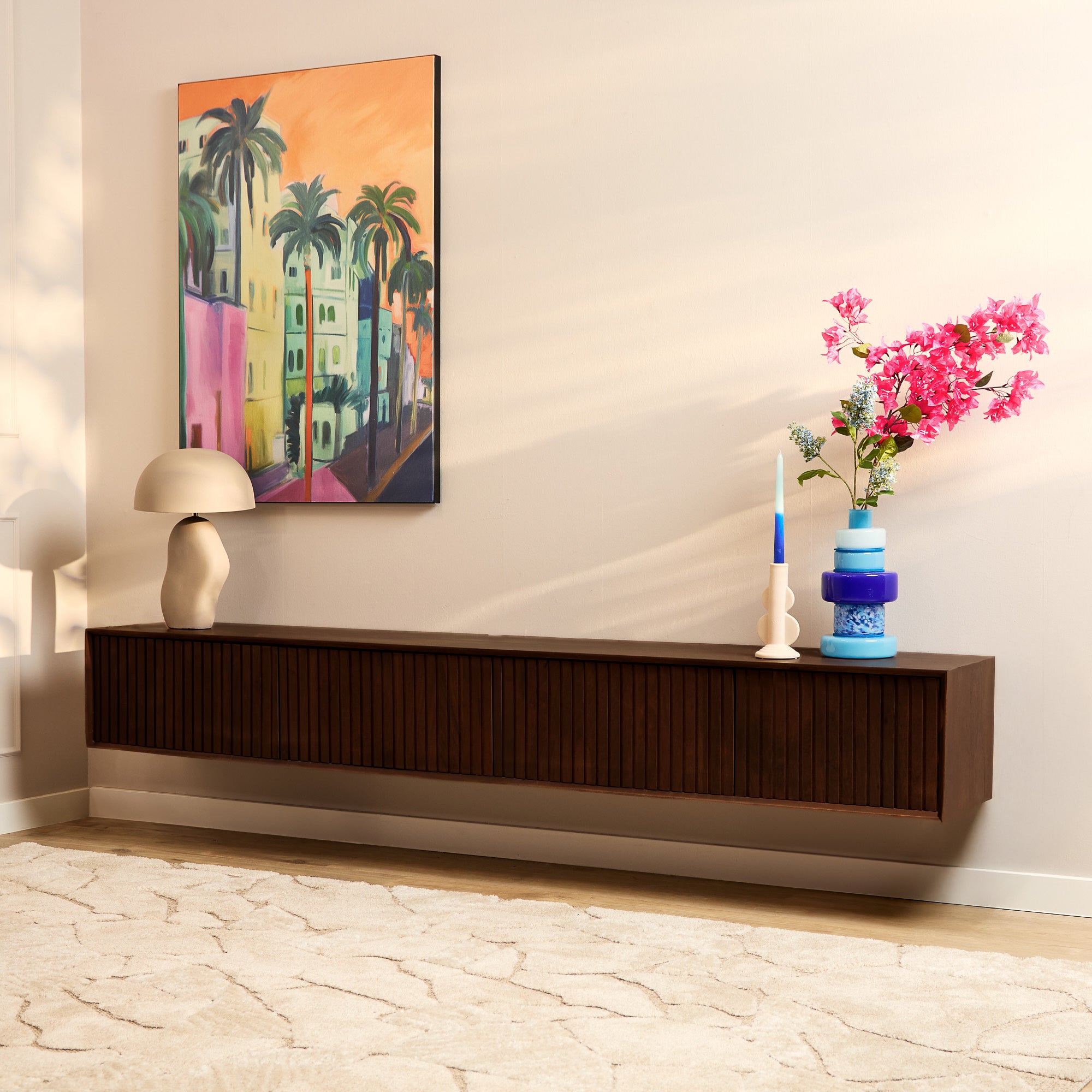 Zwevend tv meubel Madison Bruin | 200 cm