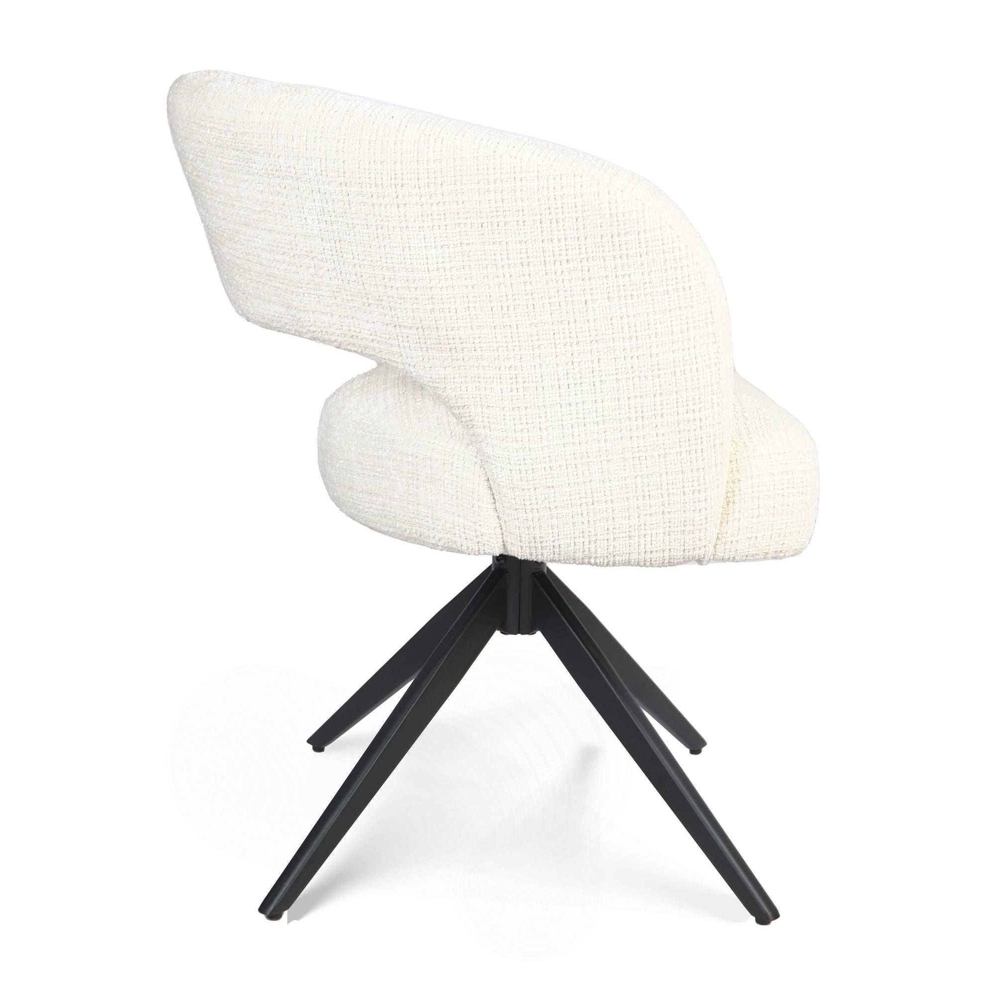 Eetkamerstoel Demi | Off White | Poot Zwart | Met armleuning