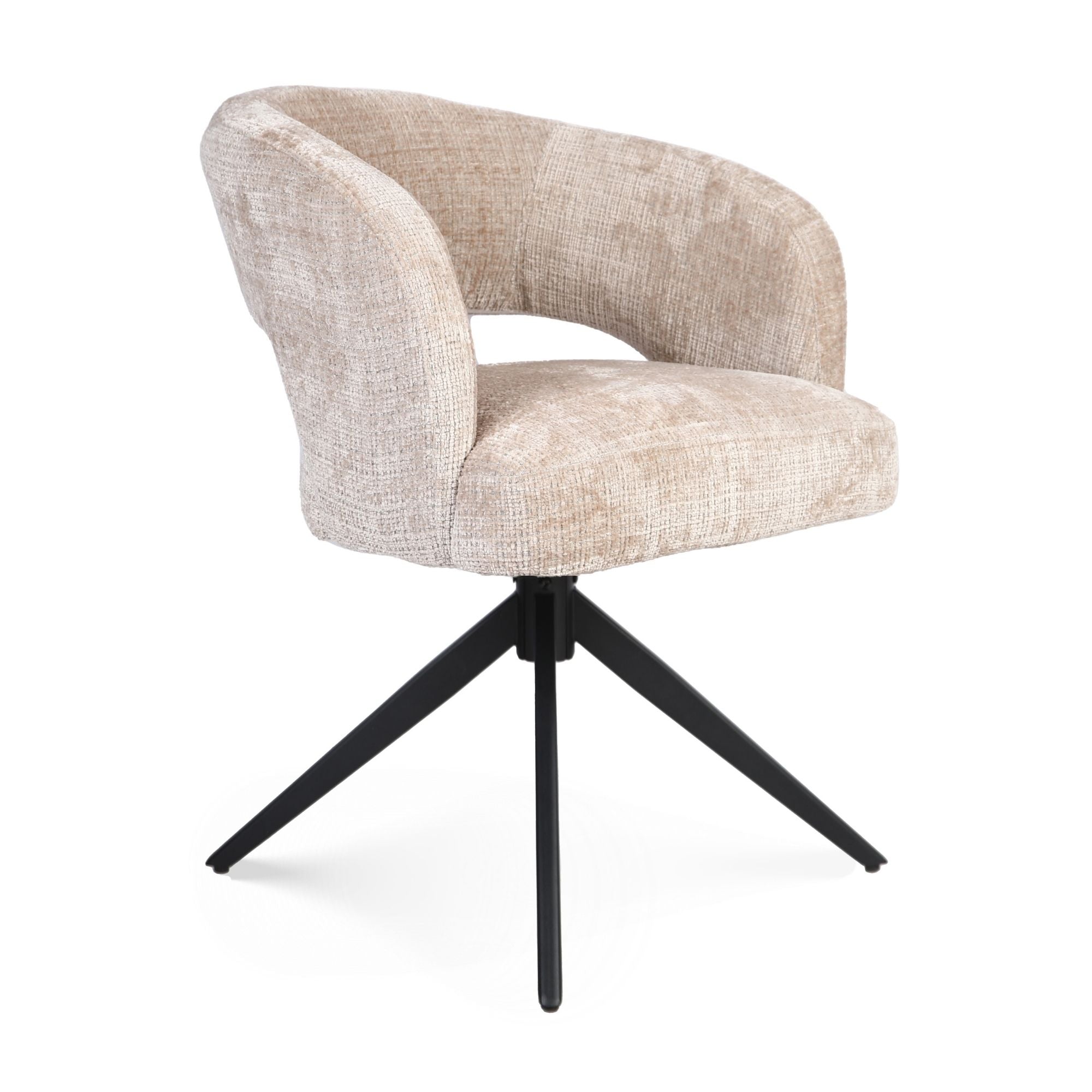 Eetkamerstoel Demi | Beige | Poot Zwart | Met armleuning