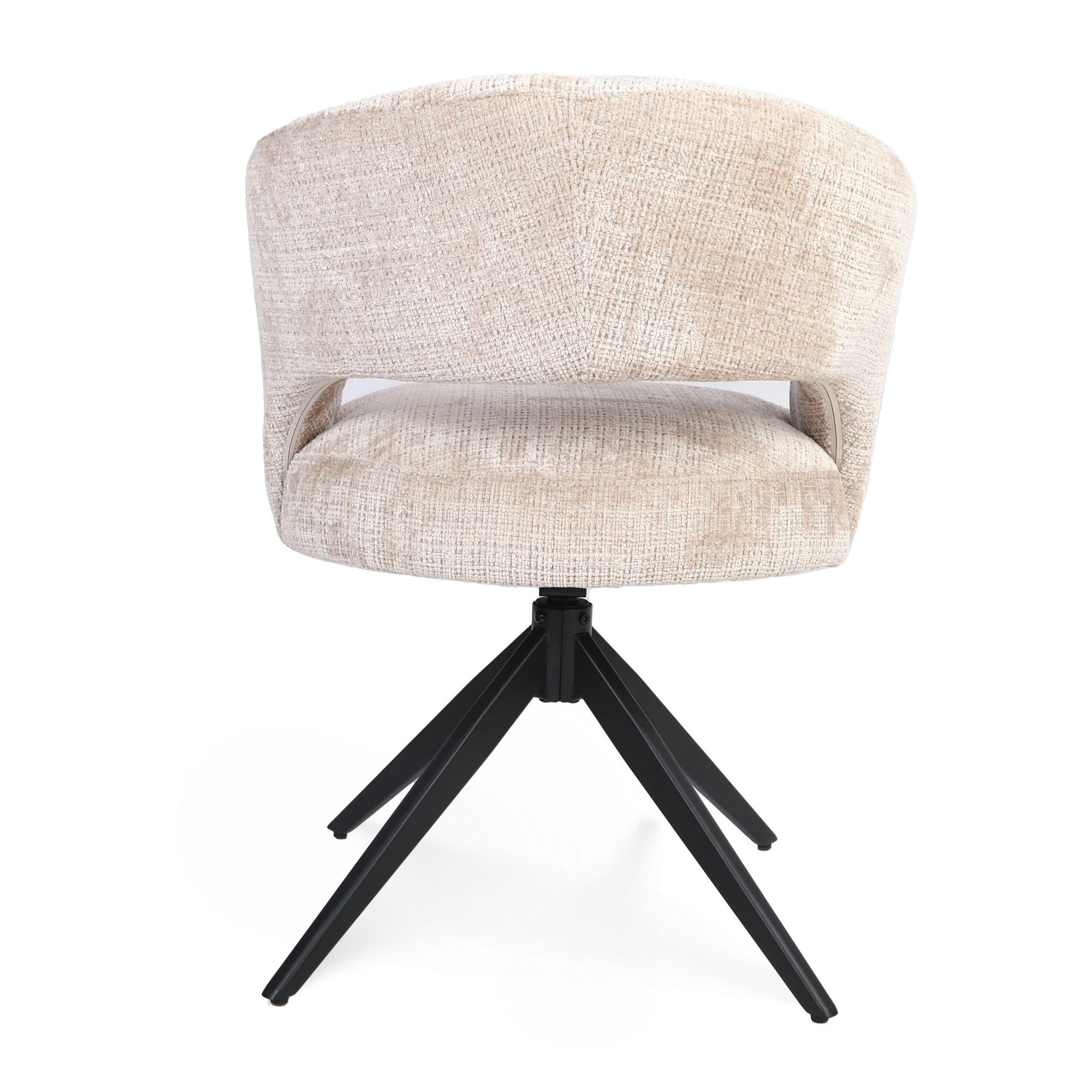 Eetkamerstoel Demi | Beige | Poot Zwart | Met armleuning