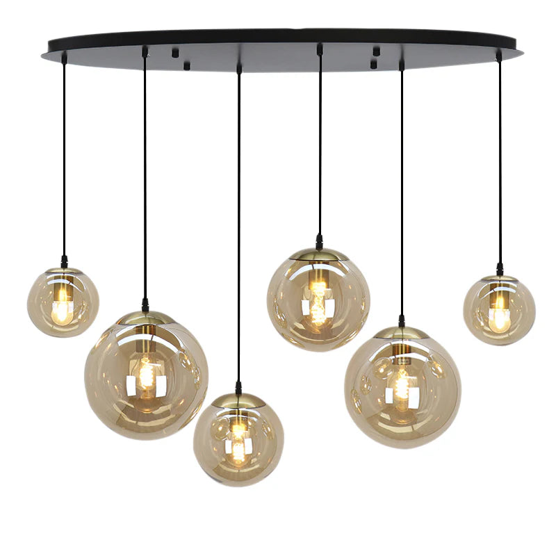 Lucio - Hanglamp - Amber / Zwart - 6L