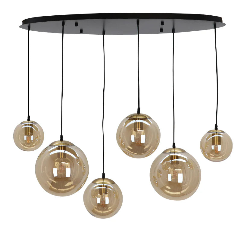 Lucio - Hanglamp - Amber / Zwart - 6L