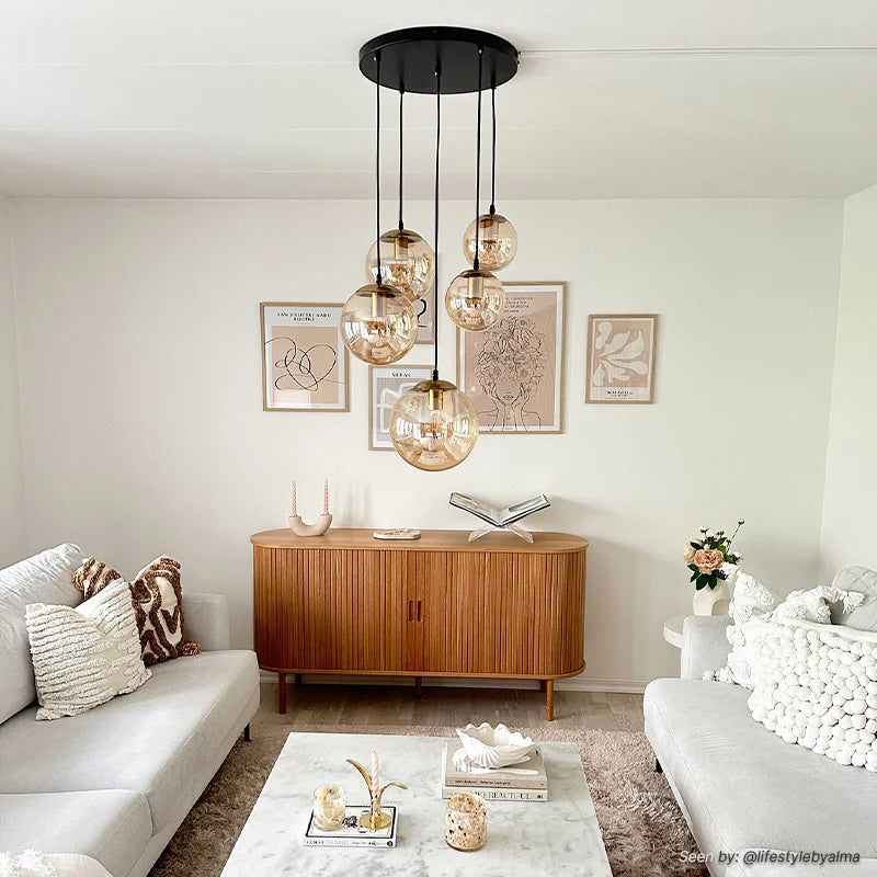 Lucio - Hanglamp - Amber / Messing - 5L