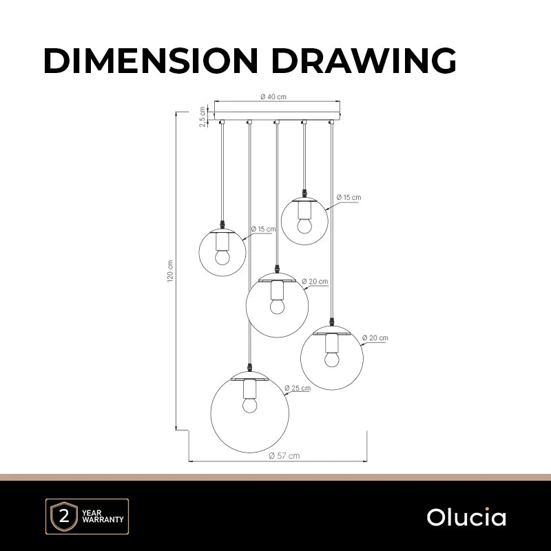 Lucio - Hanglamp - Amber / Messing - 5L