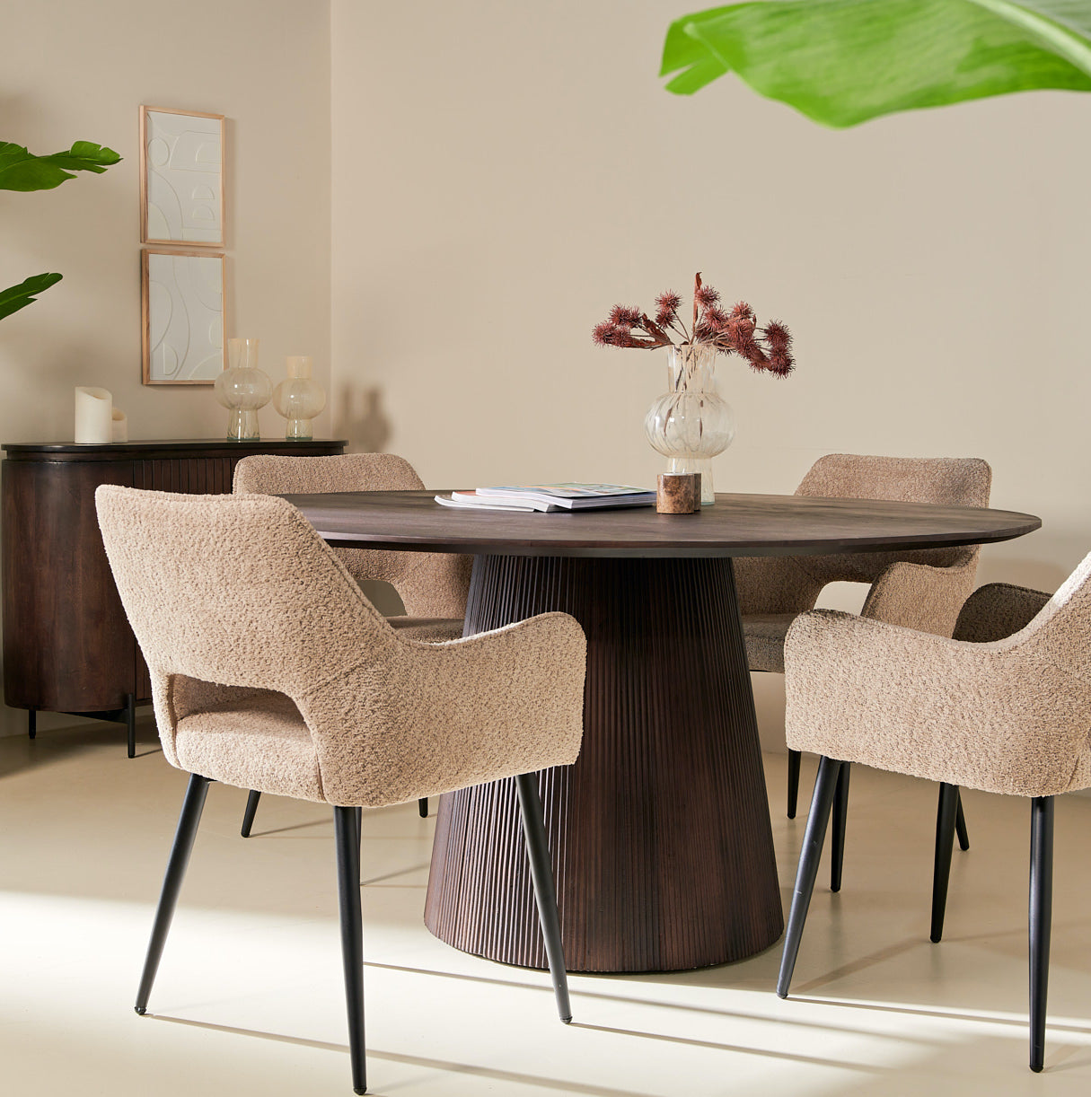 Japandi Eettafel Rond - Bruin - Ø150cm