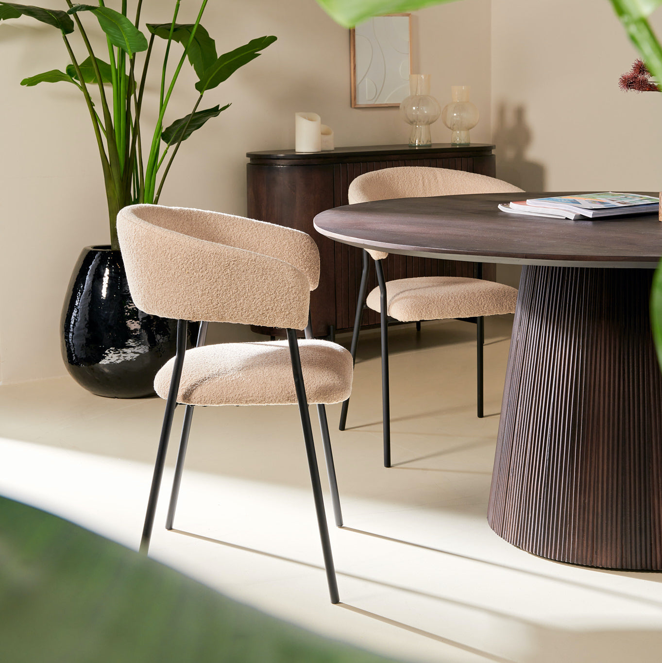 Japandi Eettafel Rond - Bruin - Ø120cm