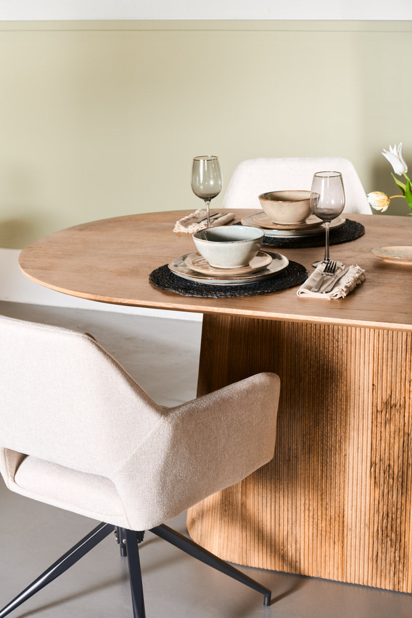 Japandi Eettafel Ovaal - Lichtbruin - 230cm