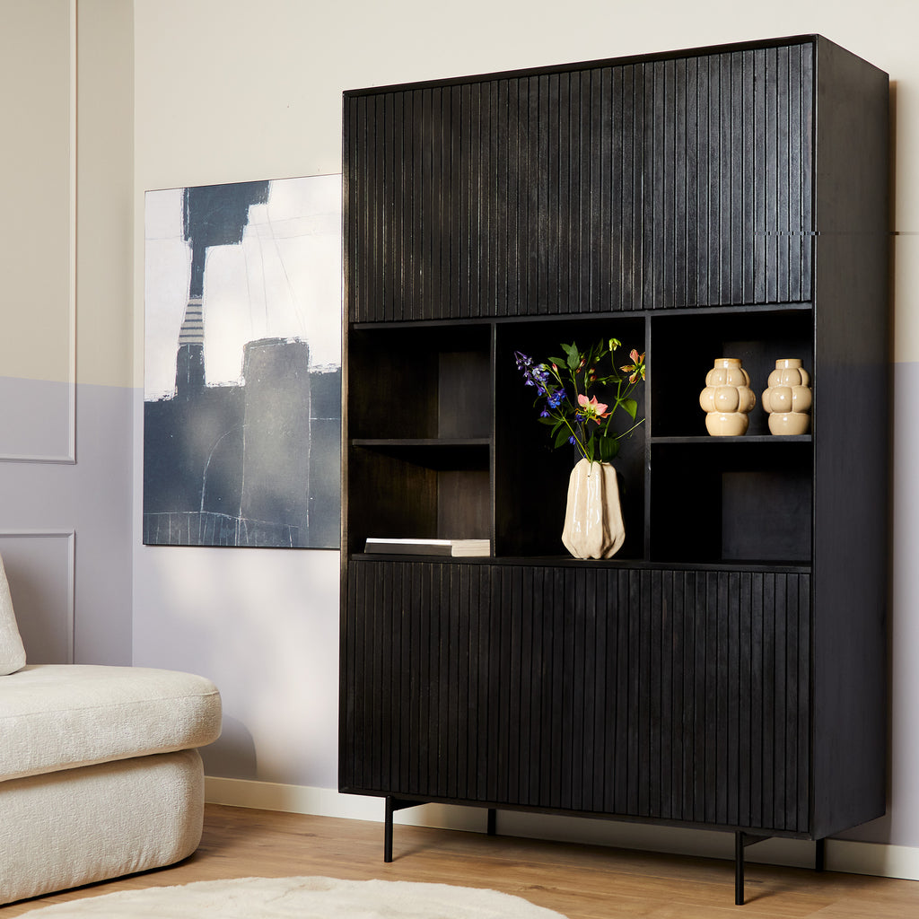 Vakkenkast XL Madison Zwart | 135 cm