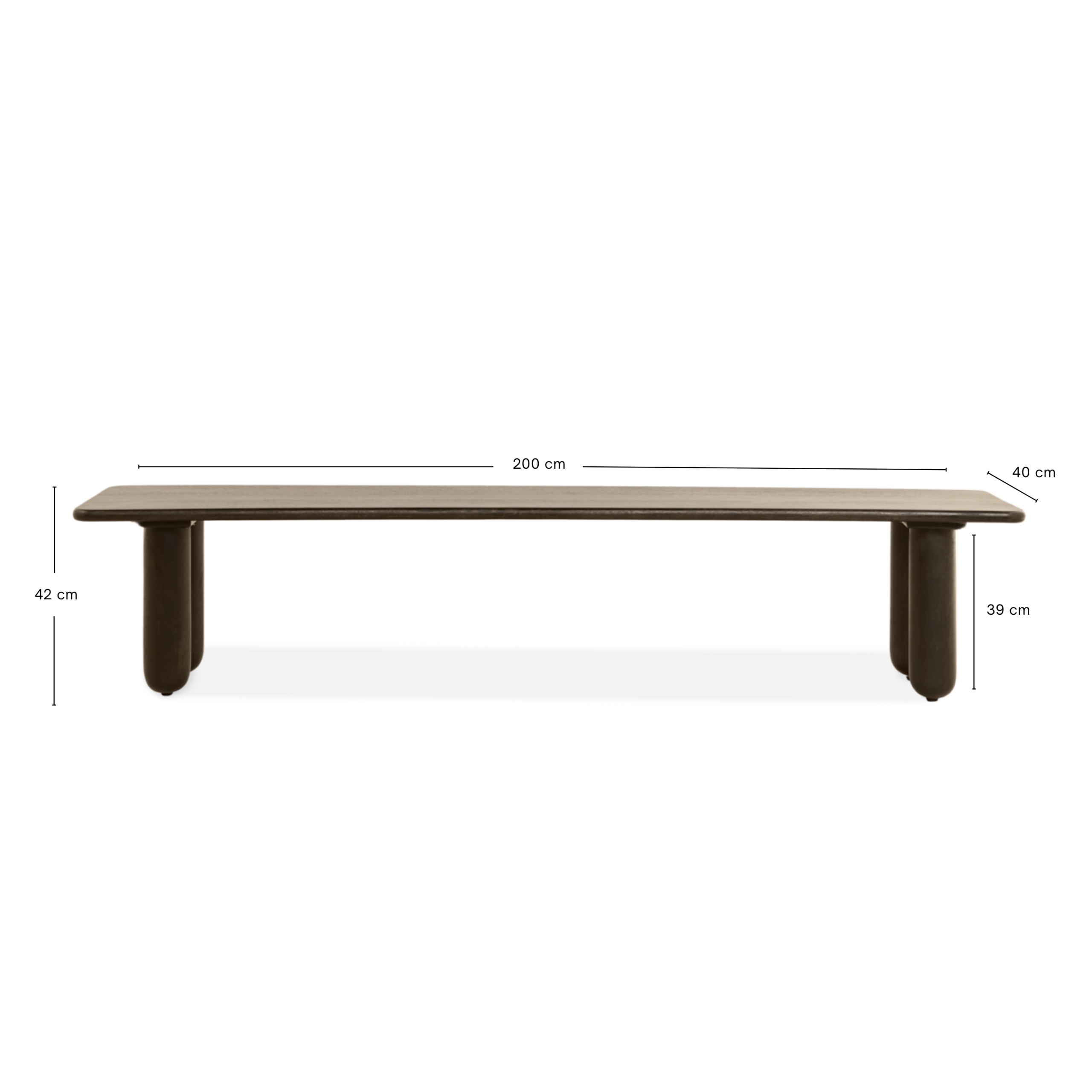 Eetbank Rondo – 220cm Donkerbruin