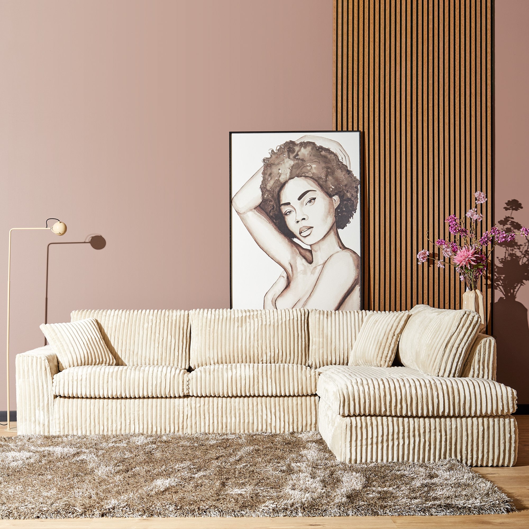 MijnSofa Teddy | 2,5-zits + Divan Rechts | Beige