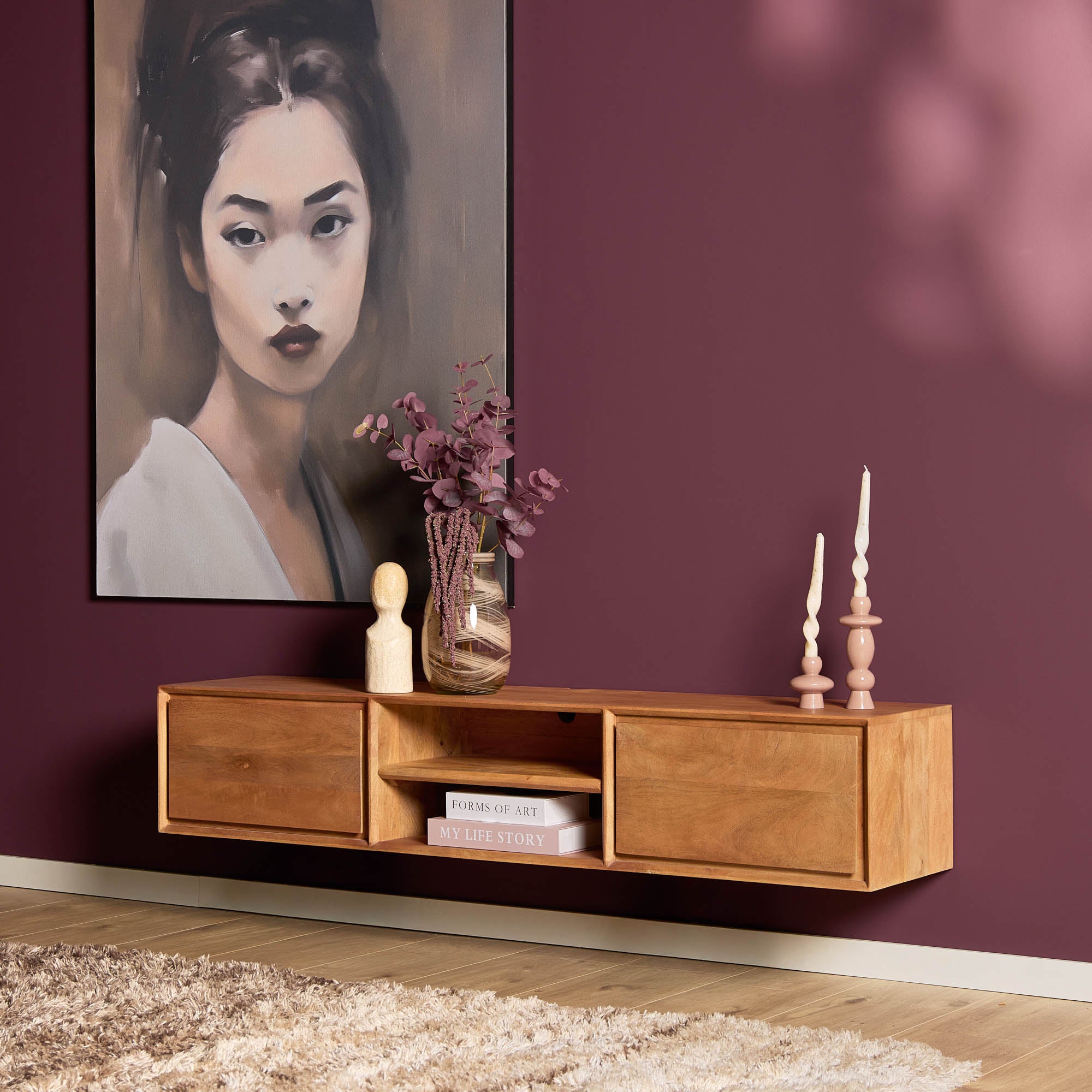 Zwevend tv-meubel Ambiance Naturel | 160 cm