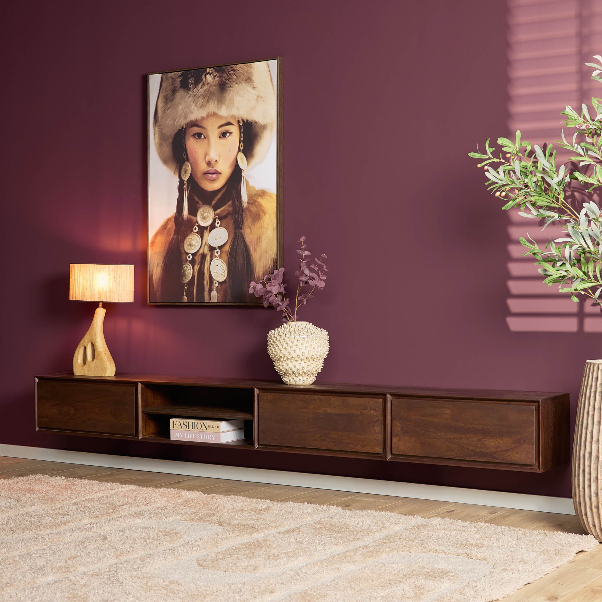 Zwevend tv-meubel Ambiance Bruin | 280 cm