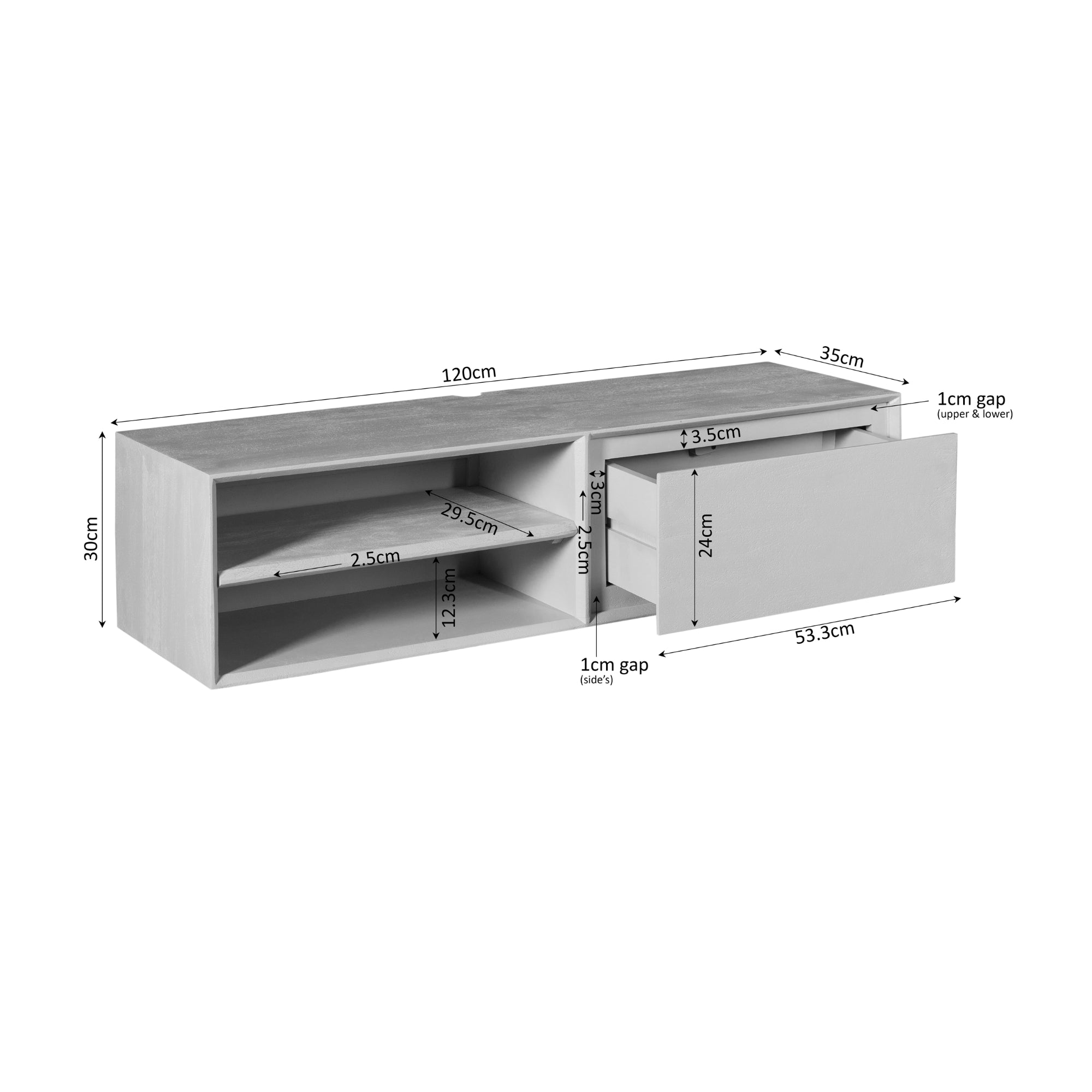 Zwevend tv meubel Ambiance Zand | 120 cm