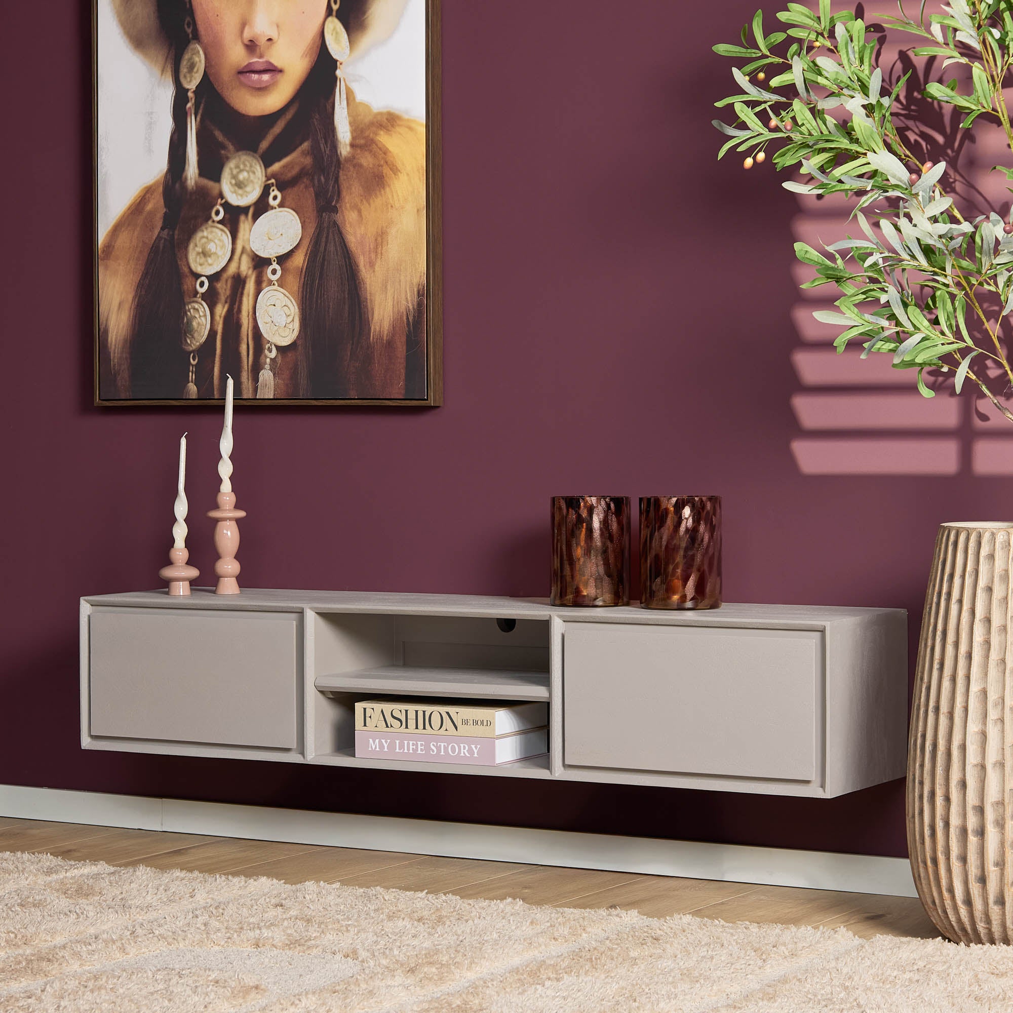 Zwevend tv-meubel Ambiance Taupe | 160 cm