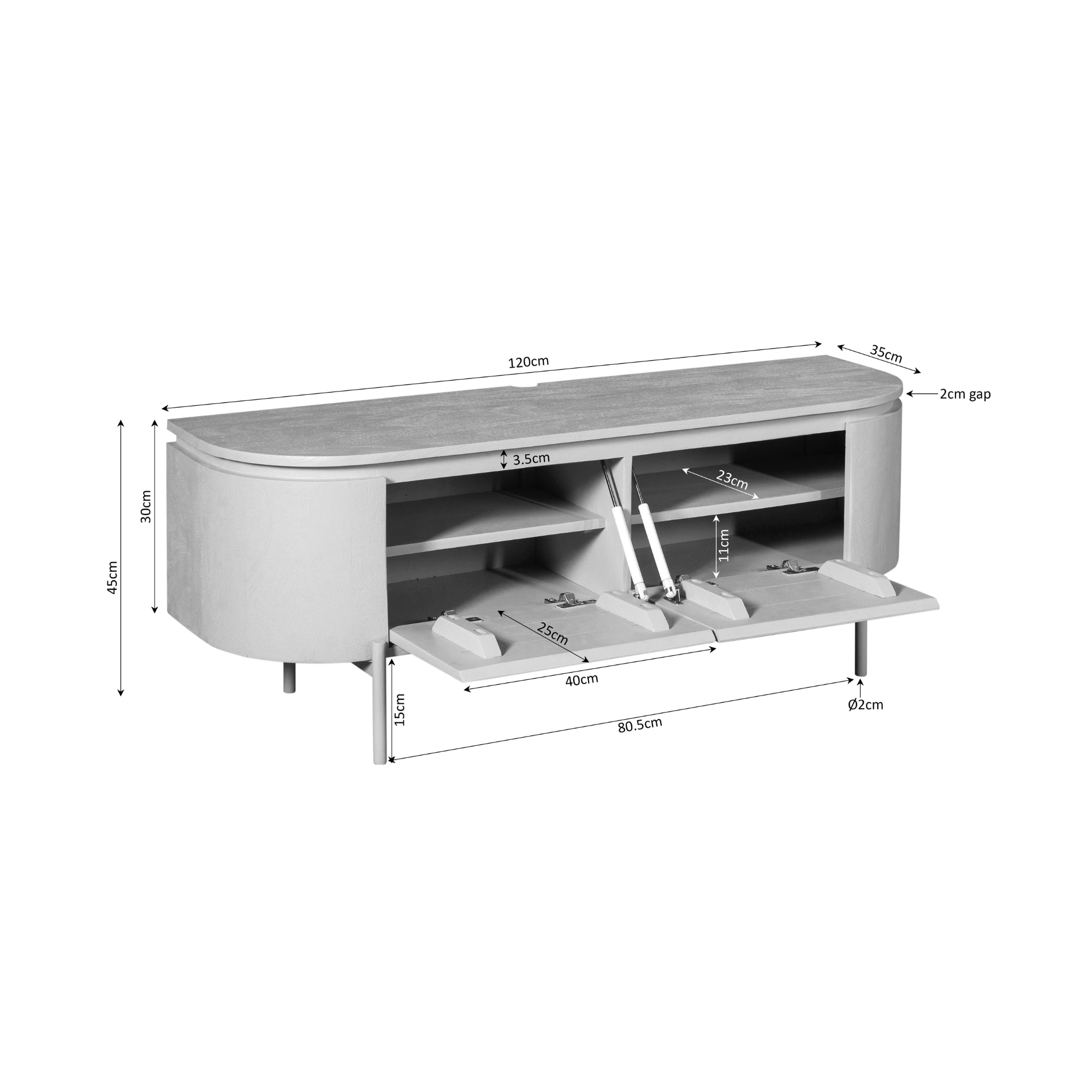 Tv-meubel Excellent Zwart | 120 cm
