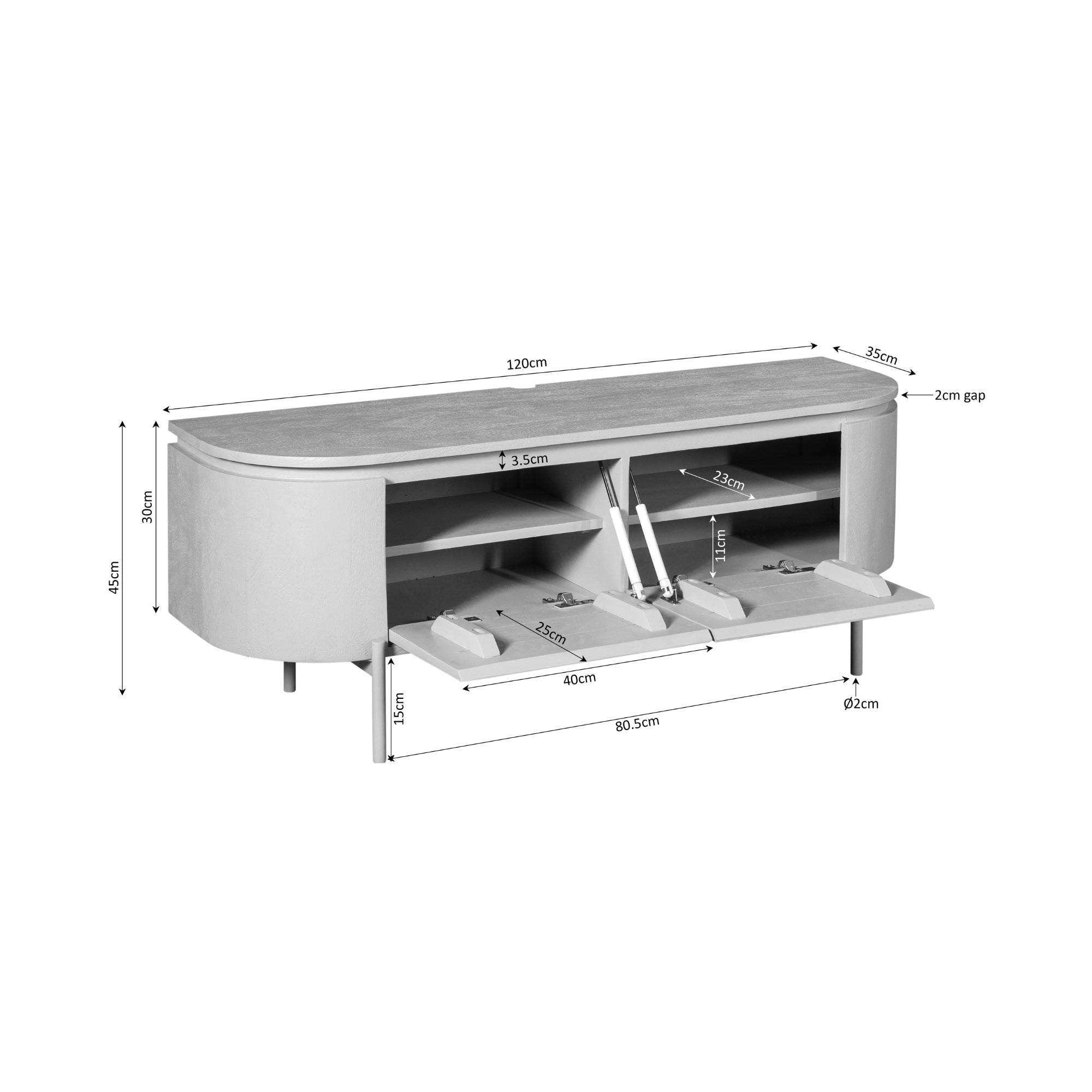 Tv-meubel Excellent bruin | 120 cm