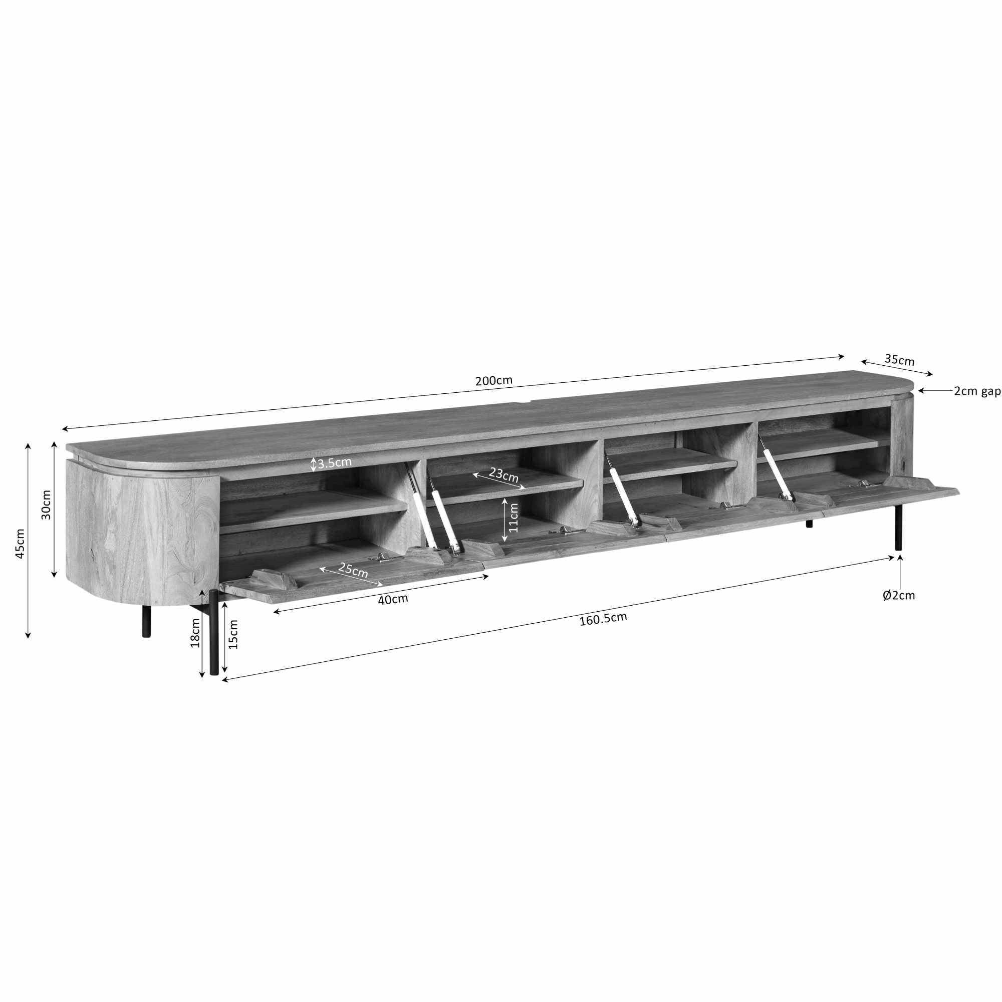Tv-meubel Excellent Taupe | 200 cm
