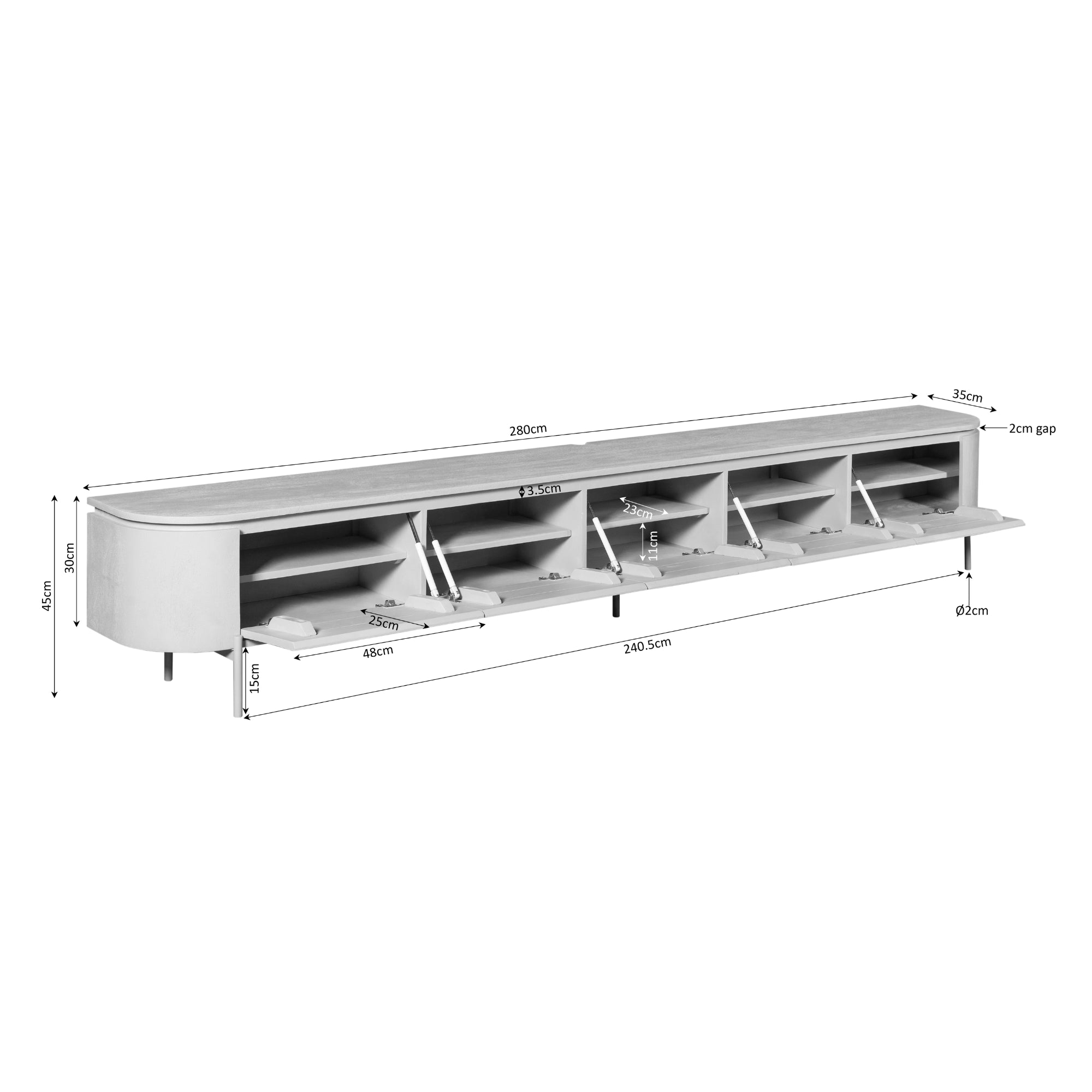 Tv-meubel Excellent Taupe | 280 cm