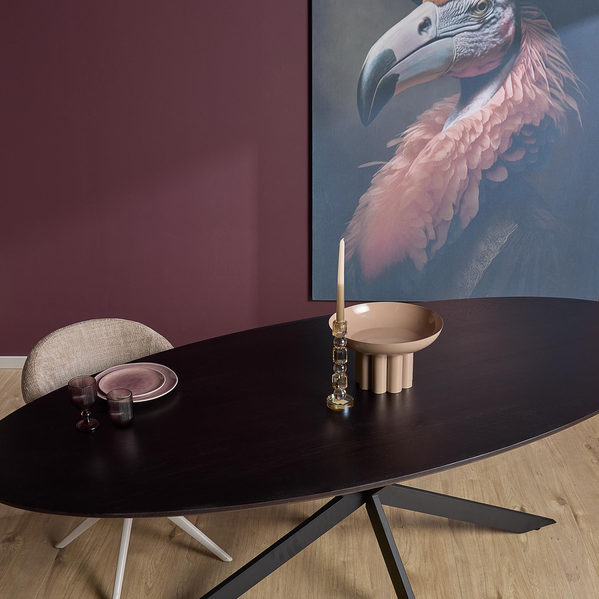 Eiken eettafel Ferris | Ovaal 240 cm | Zwart