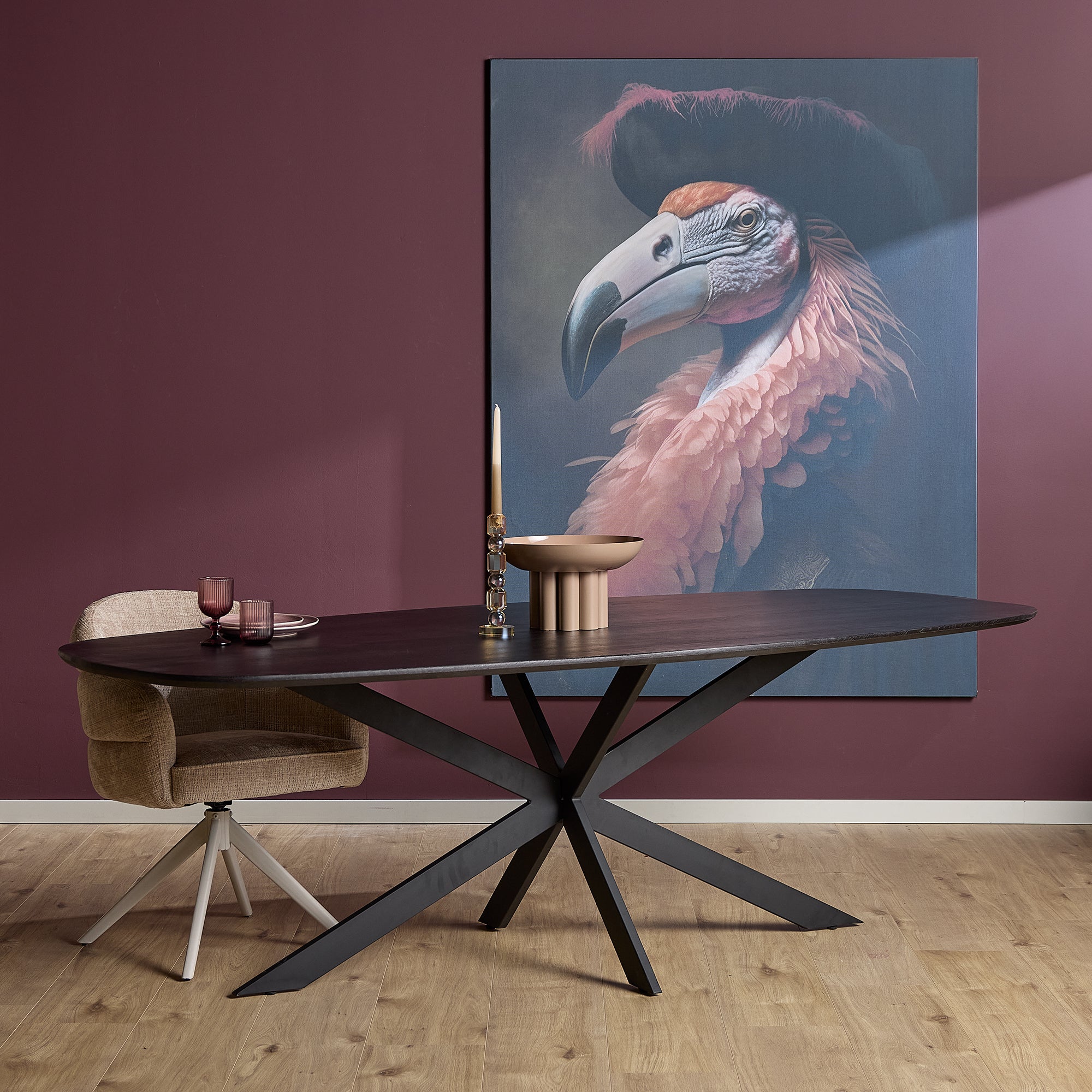 Eiken eettafel Ferris | Deens Ovaal 280 cm | Zwart