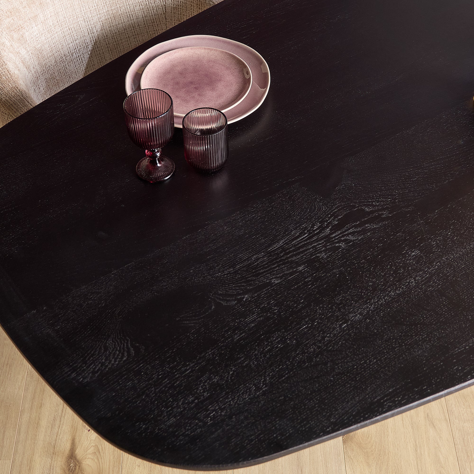 Eiken eettafel Ferris | Deens Ovaal 180 cm | Zwart