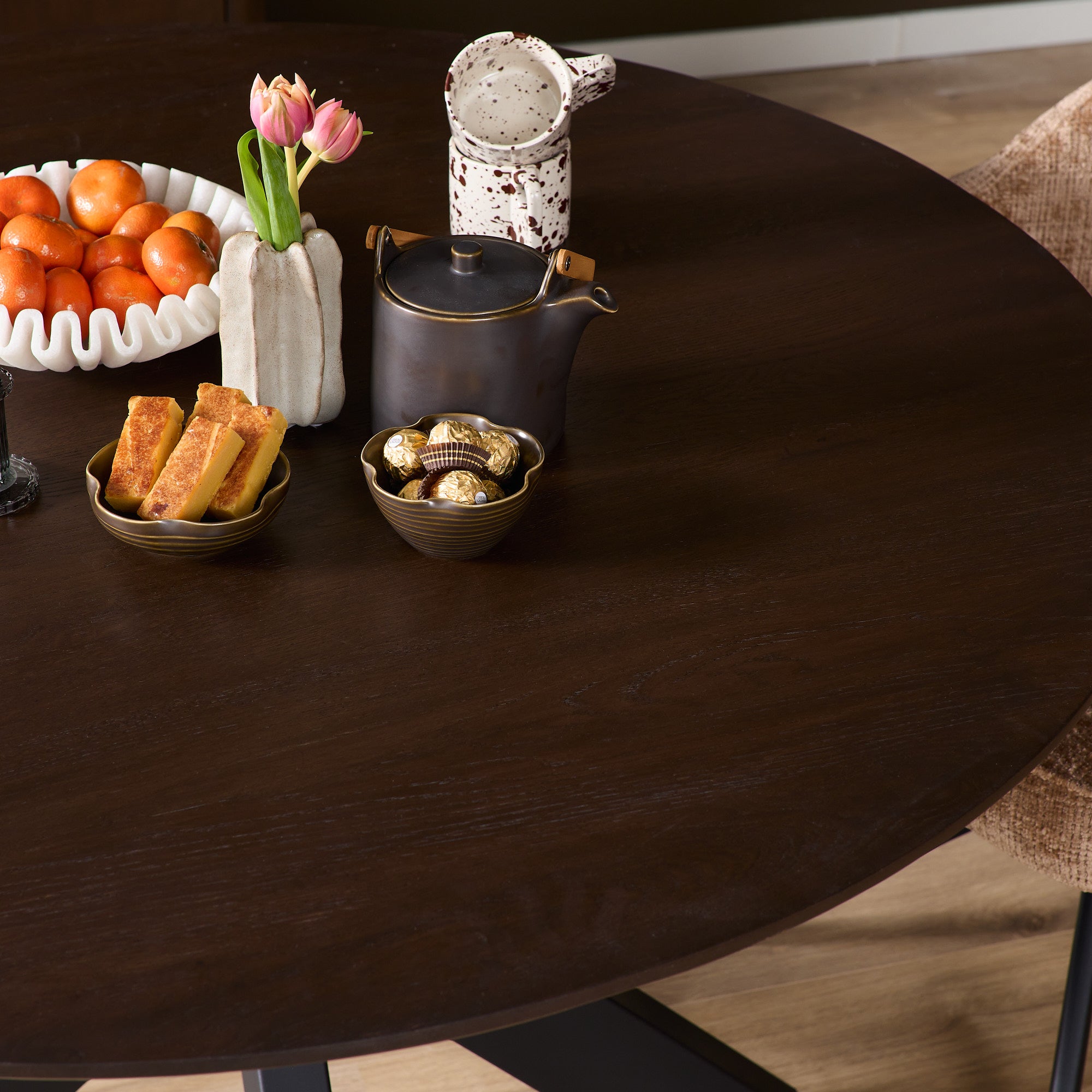 Eiken eettafel Ferris | Rond 150 cm | Bruin