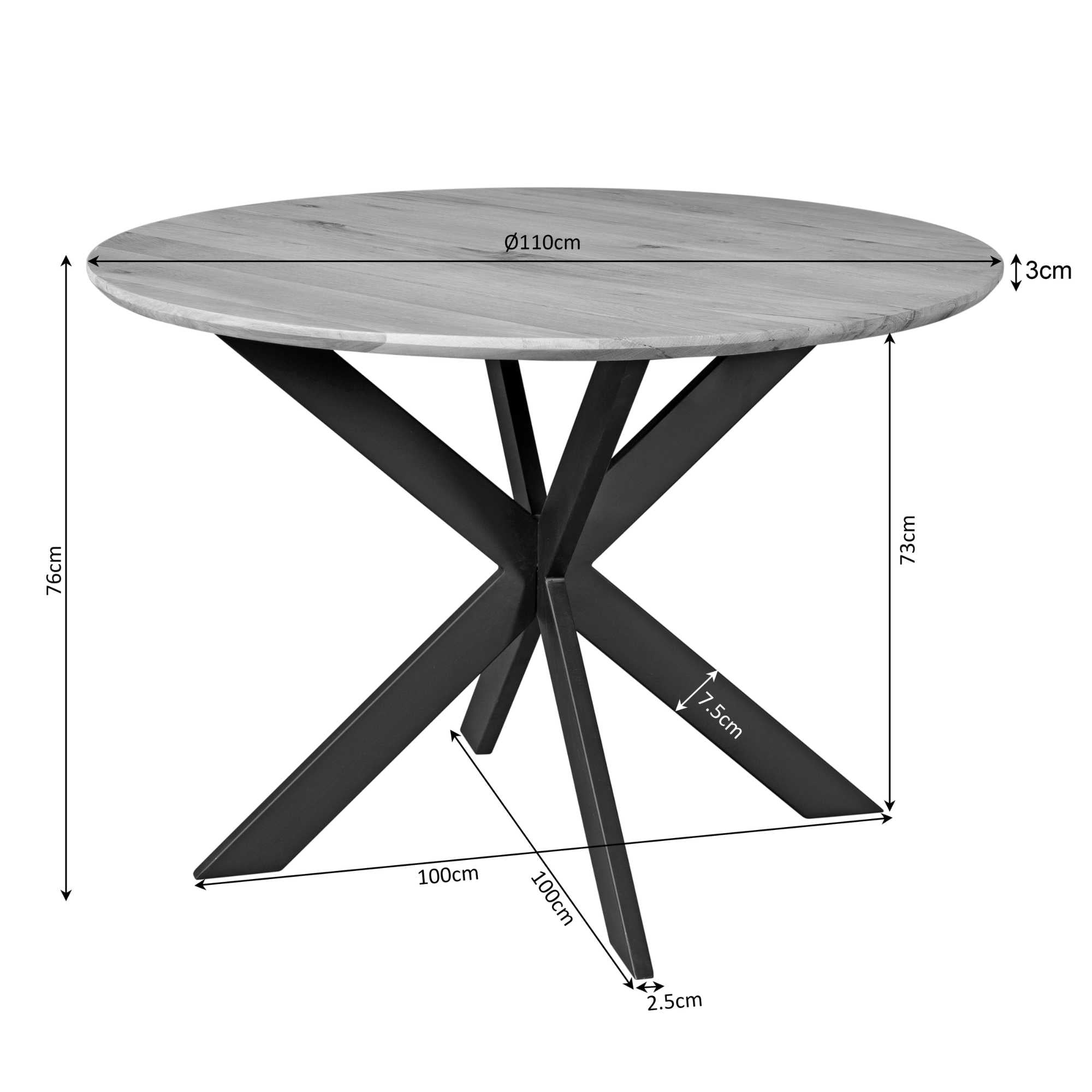 Eiken eettafel Ferris | Rond 110 cm | Bruin