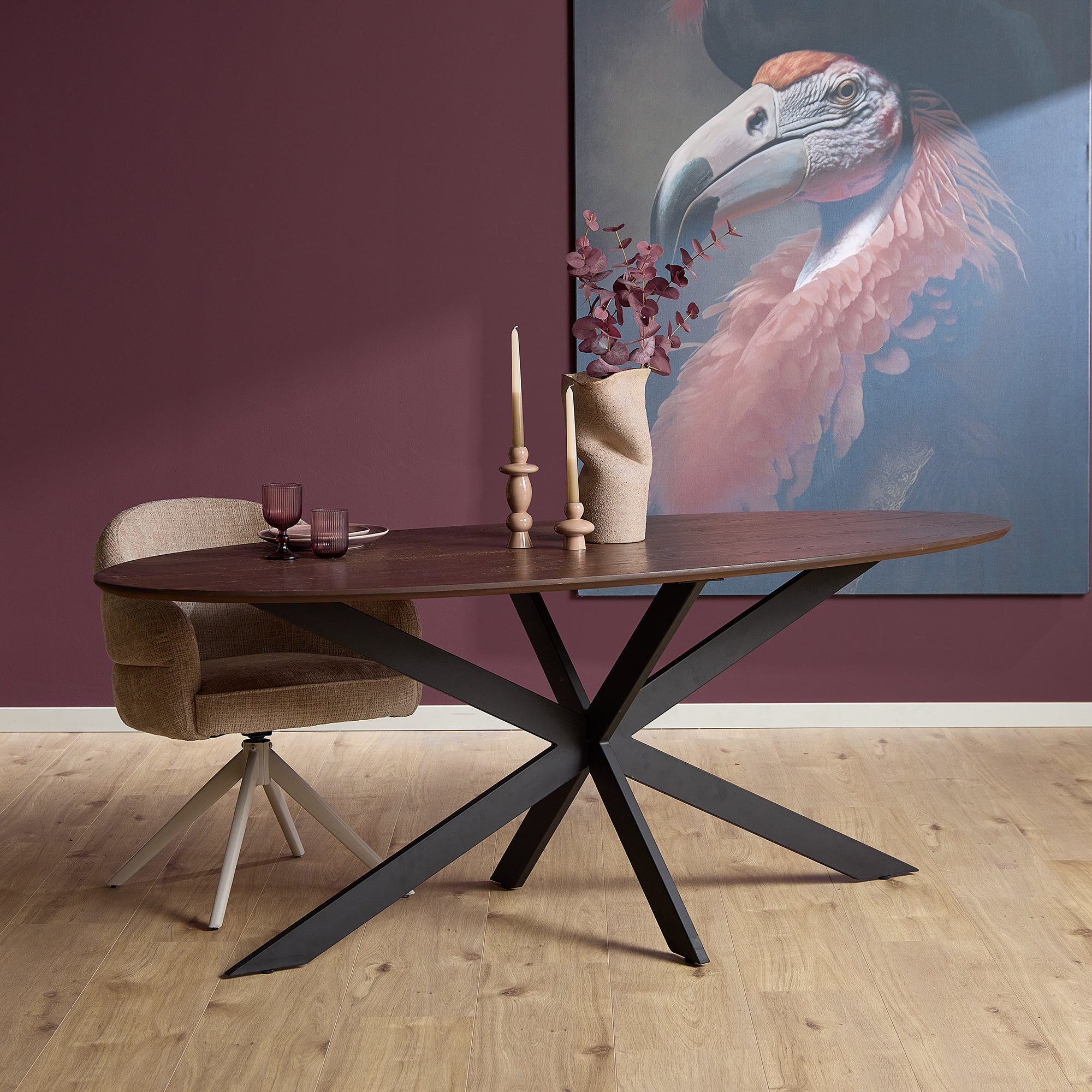 Eiken eettafel Ferris | Ovaal 280 cm | Bruin