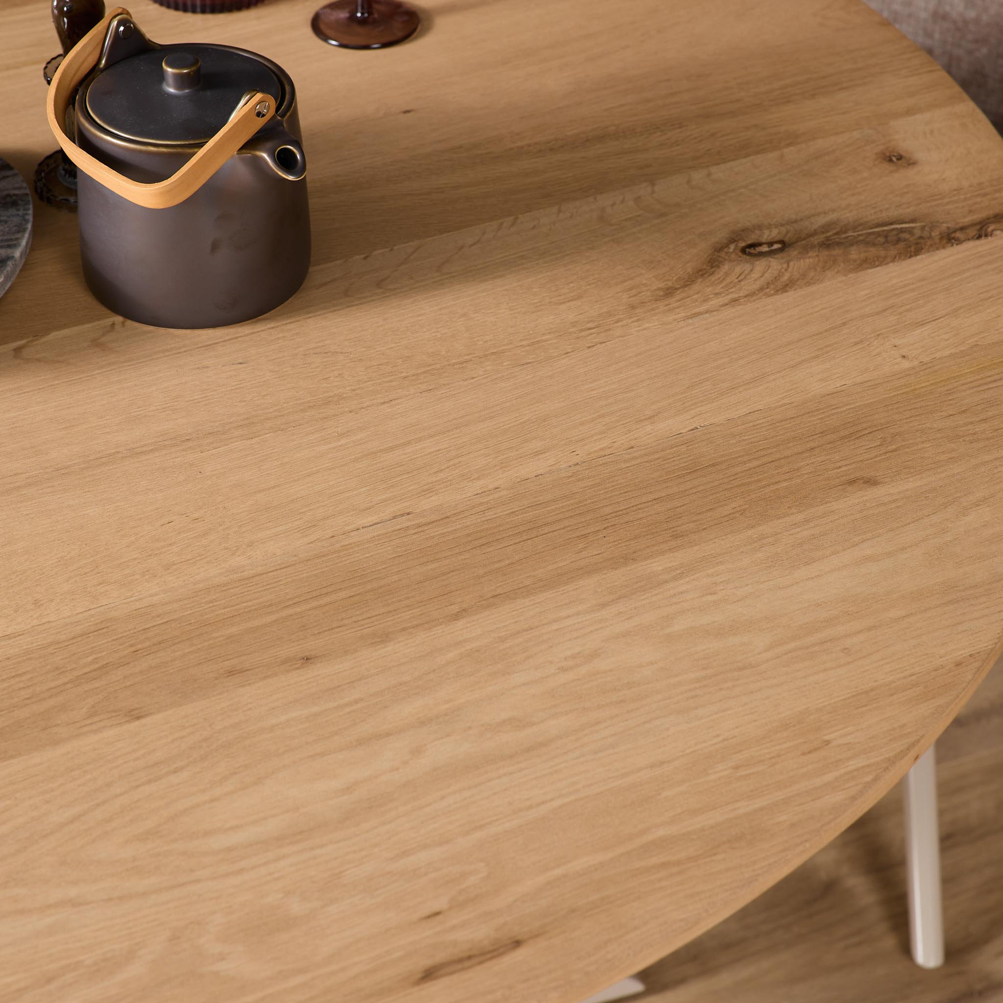 Eiken eettafel Ferris | Rond 110 cm | Naturel | Poot Sand
