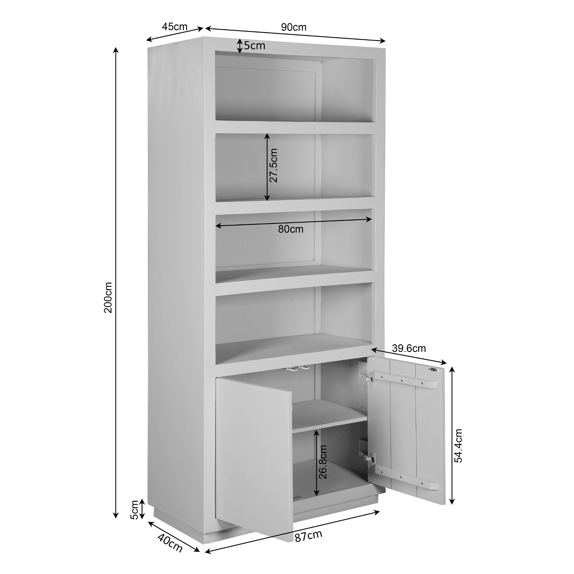 Boekenkast Brussel Brown | 90 cm  | 4 vakken